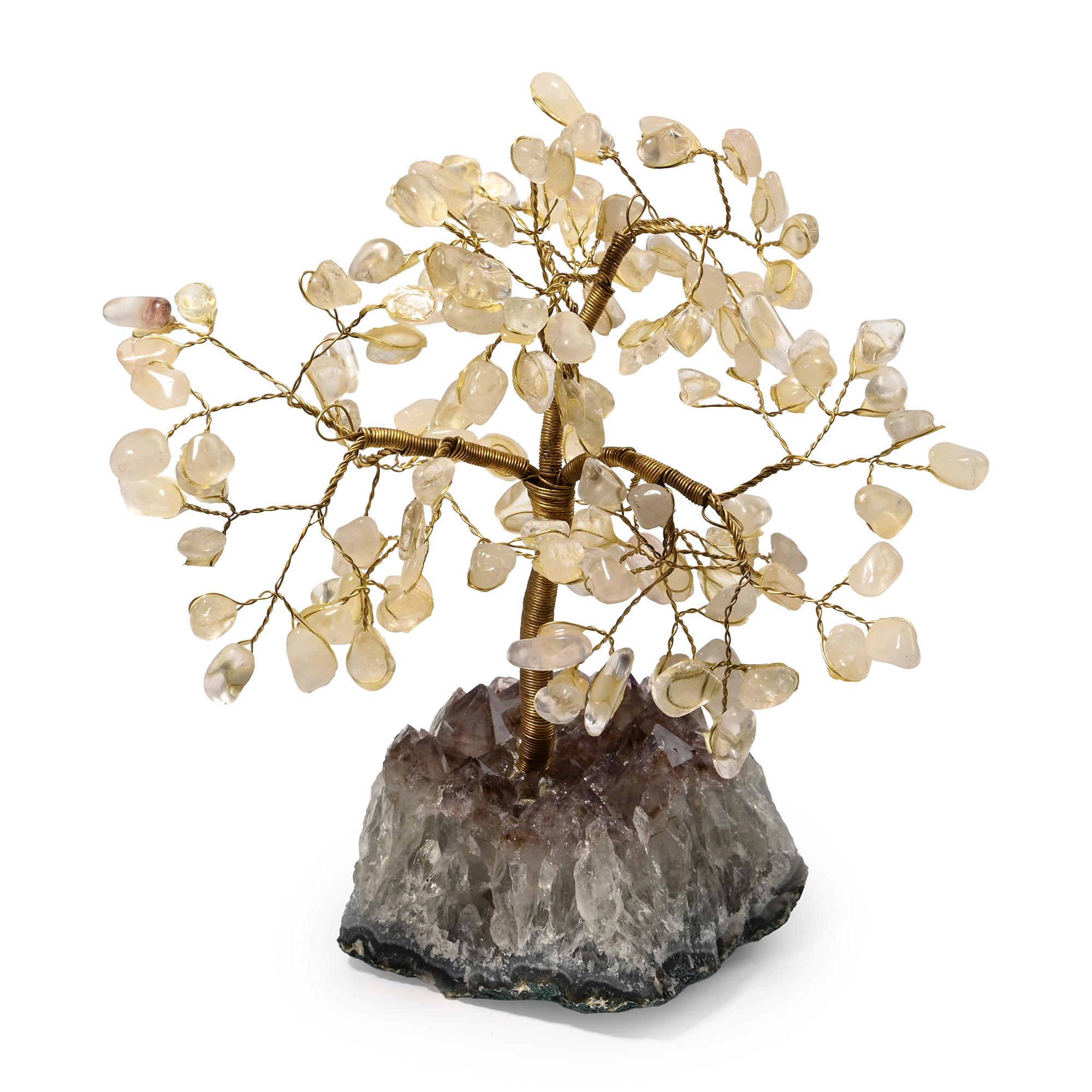 Quartz Gem Tree on Amethyst Crystal Geode Section
