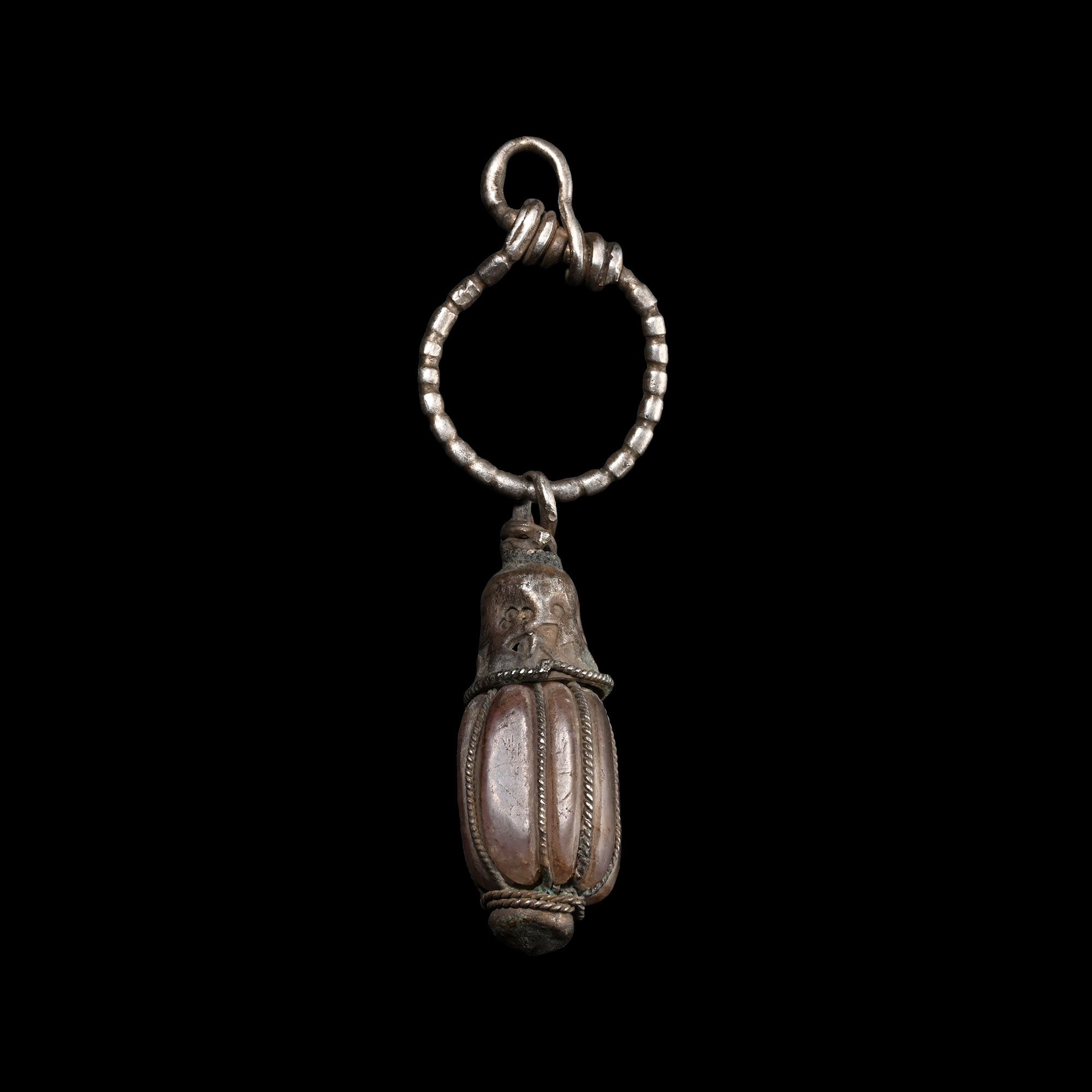 Scandinavian Viking Silver Pendant with Magical Amethyst Gem