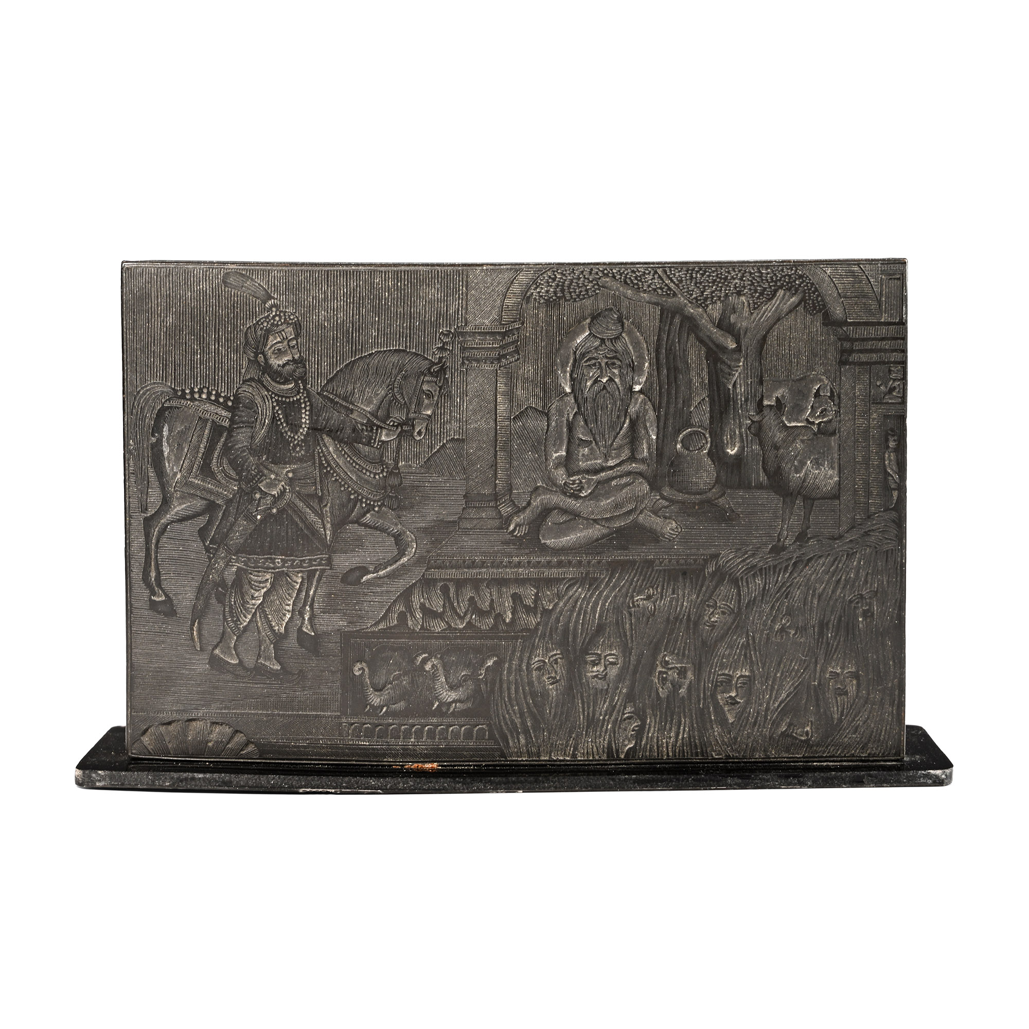 Carved Printing Block with Mughal Scene