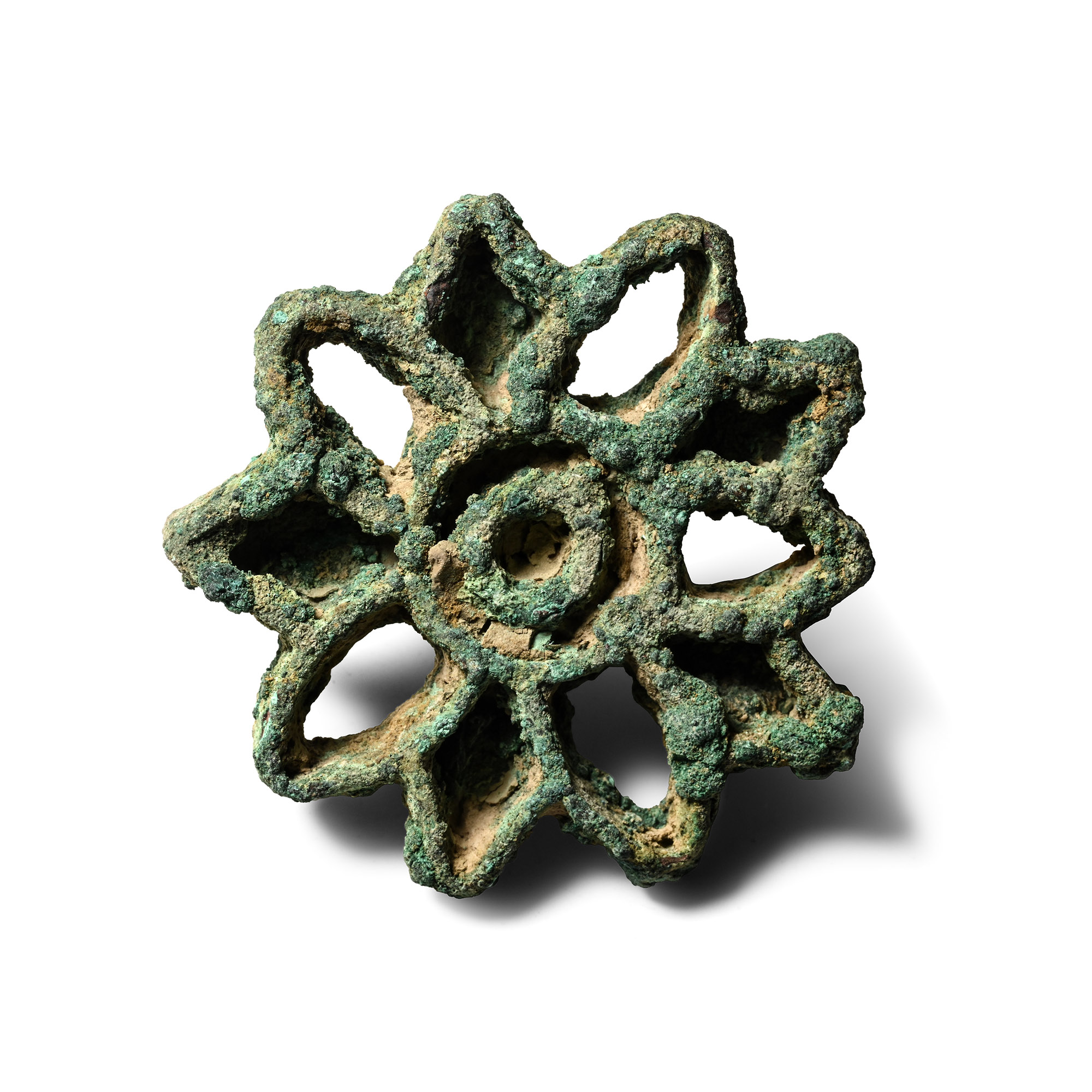 Large West Central Asian Bronze Star-Shaped Rosette Seal Matrix