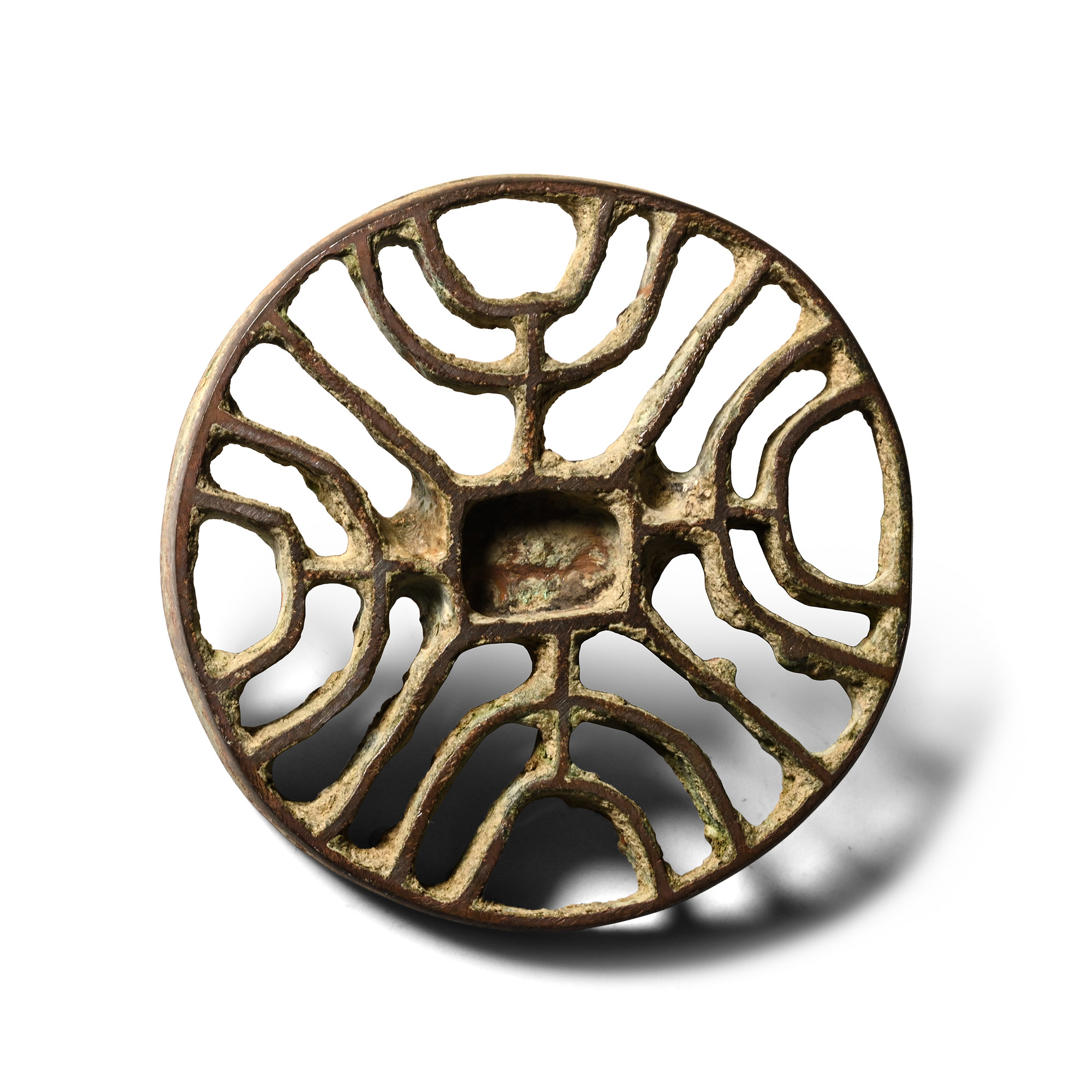 Large West Central Asian Bronze Seal Matrix with Cross of Trees