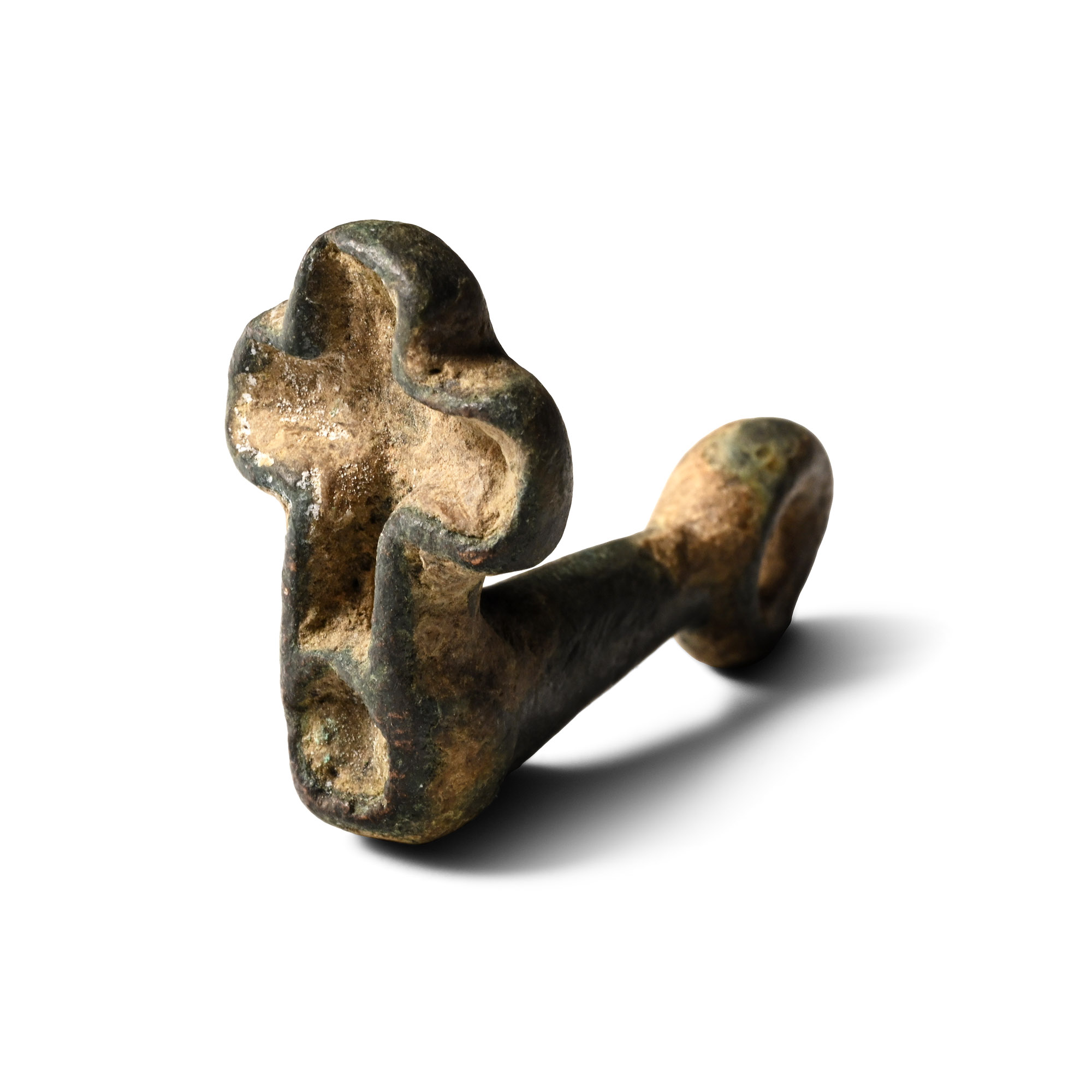Large West Central Asian Bronze Greek Cross Seal Matrix