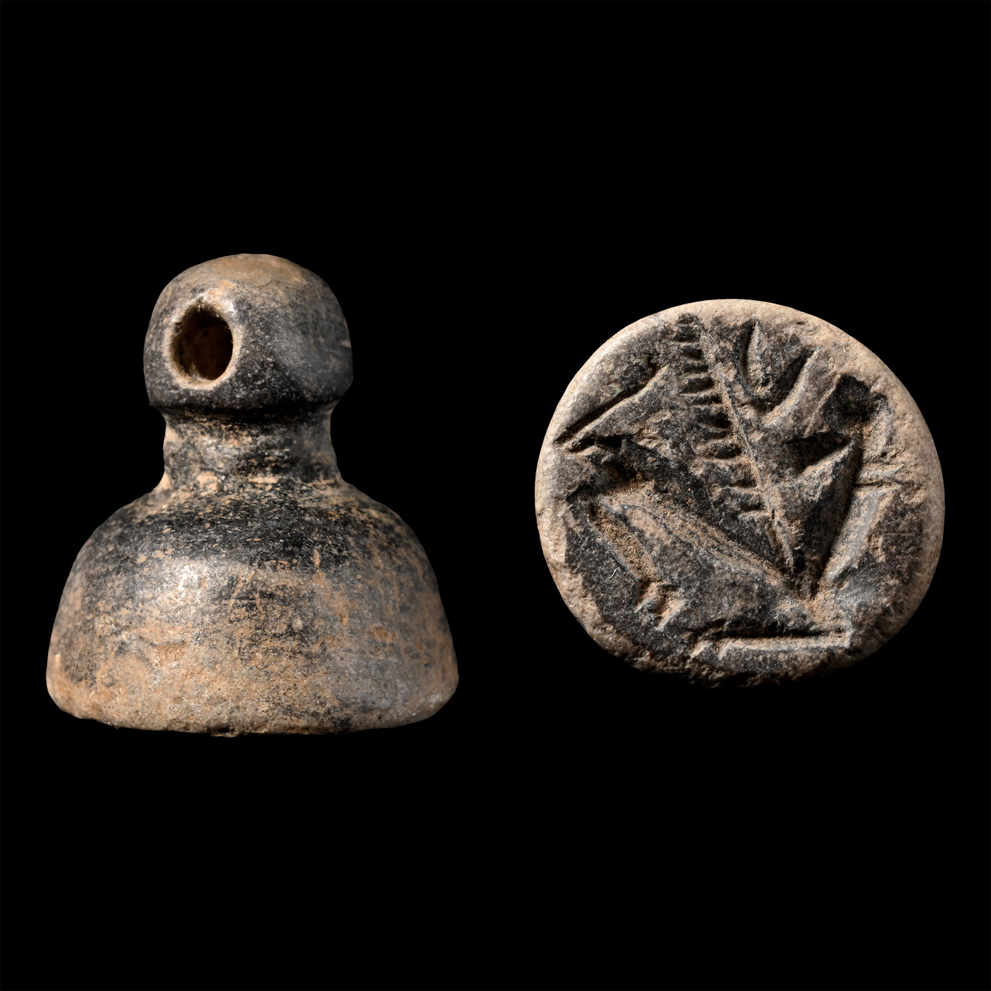 Palestinian or Anatolian Brown Stone Stamp Seal with Sphinx