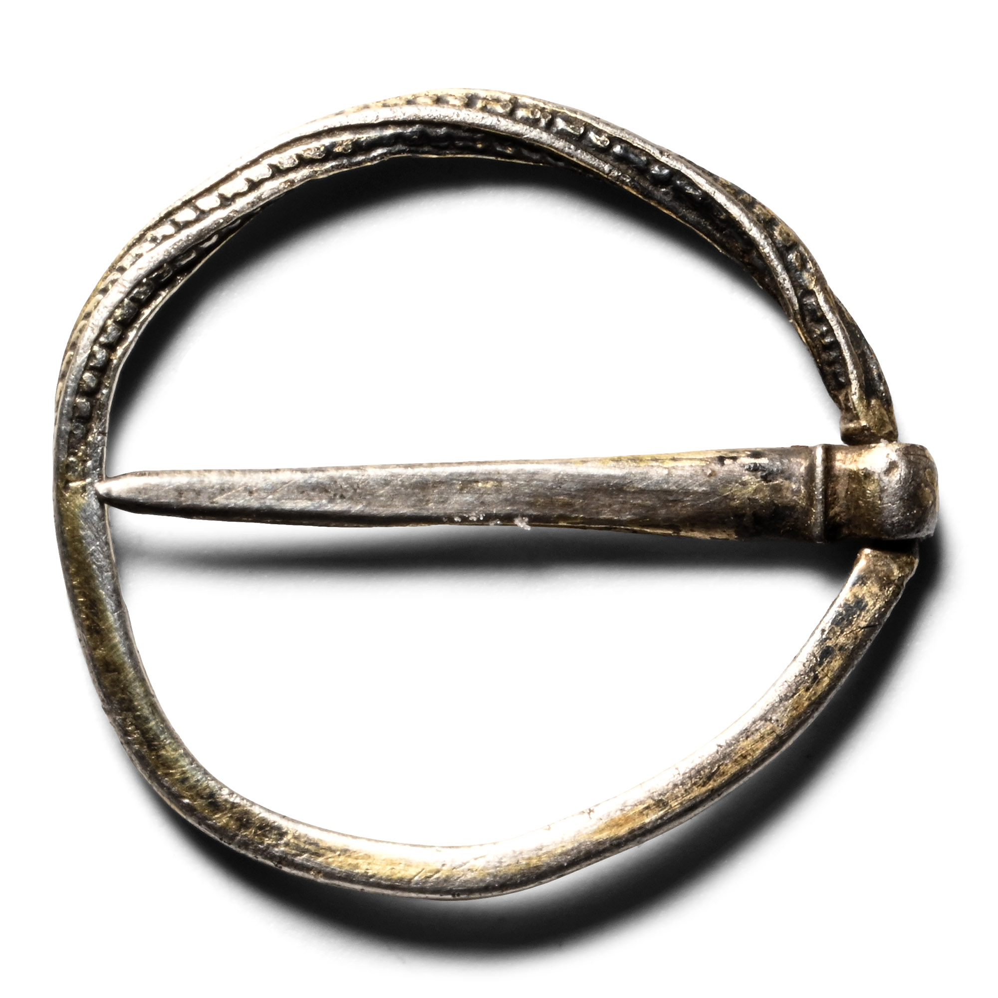 Medieval Silver Decorated Ring Brooch