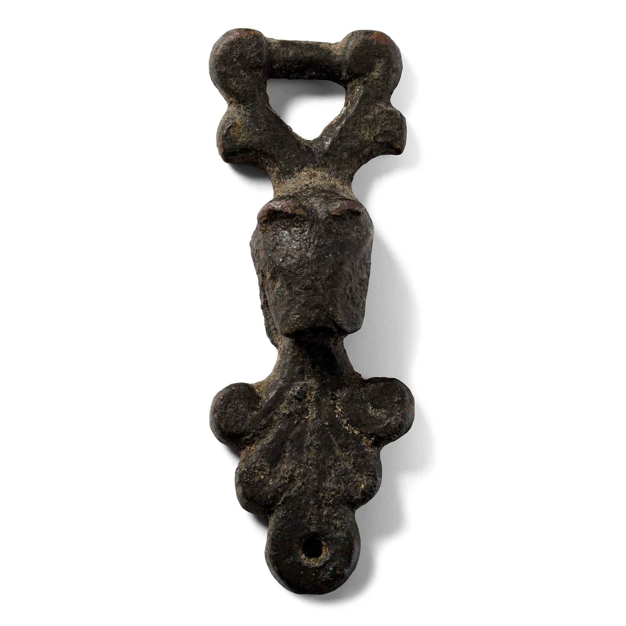 Anglo-Scandinavian Viking Bronze Harness Mount with Beast-Head