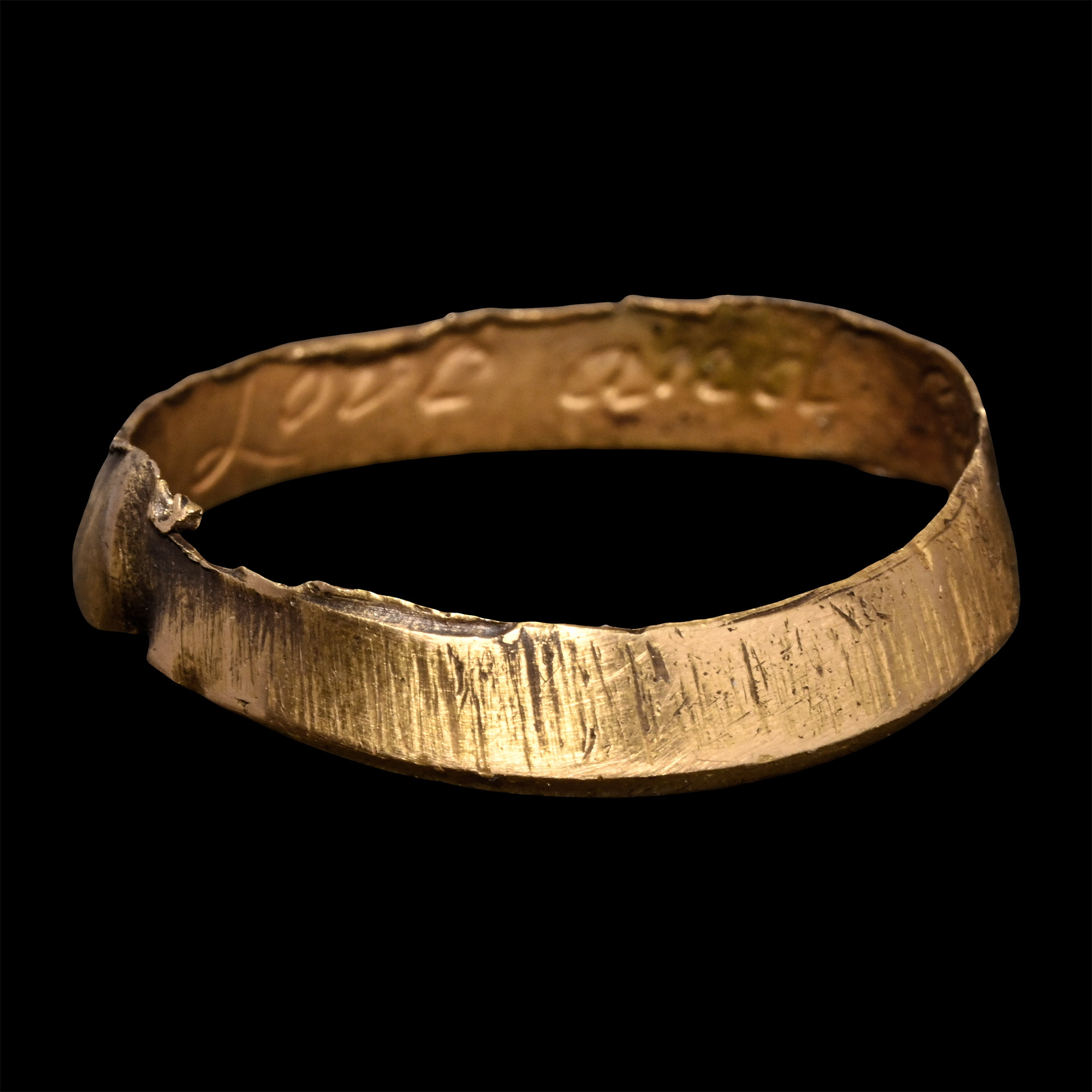 Post Medieval 'Love and Live Happily' Gold Posy Ring