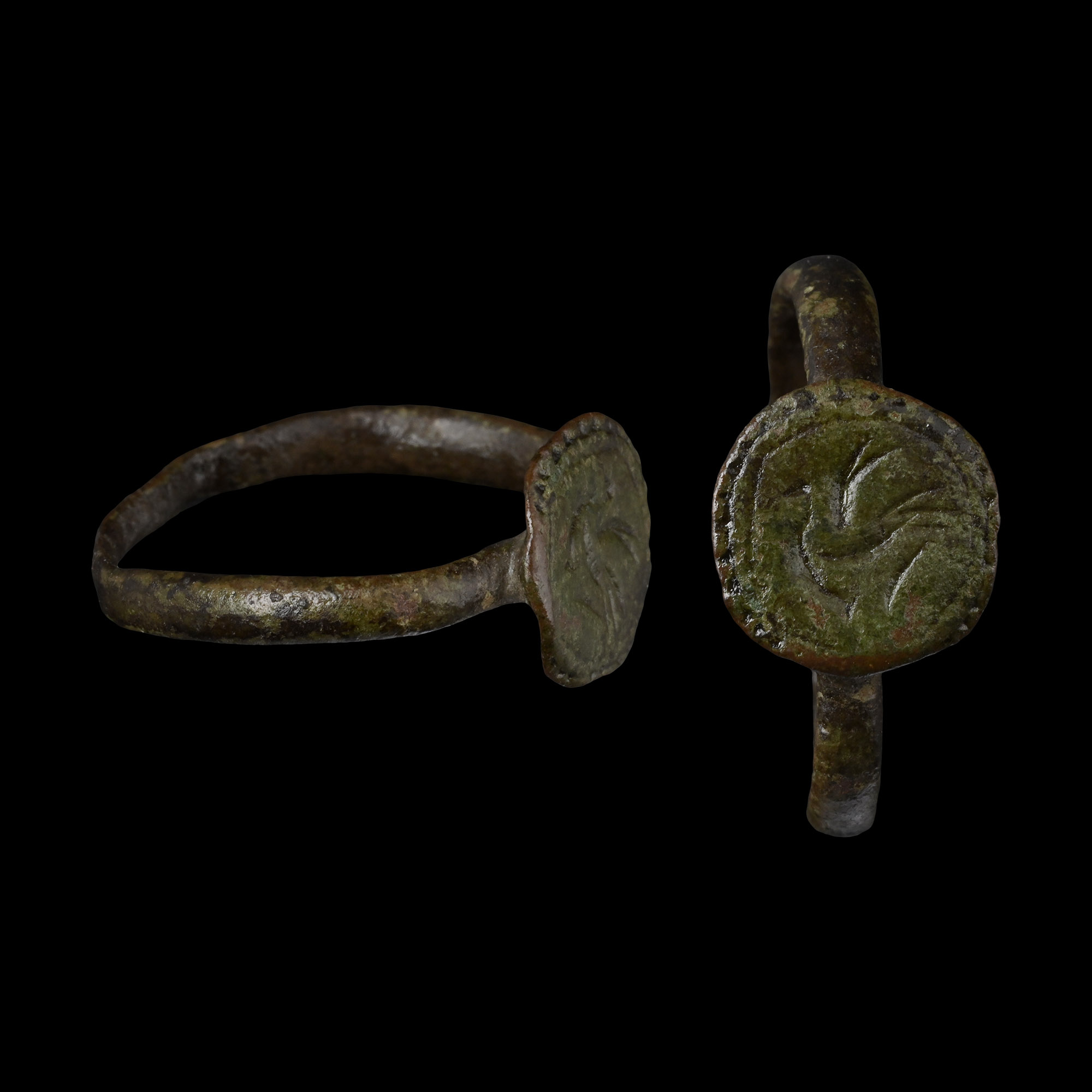 Large Roman Bronze Ring with Gryphon