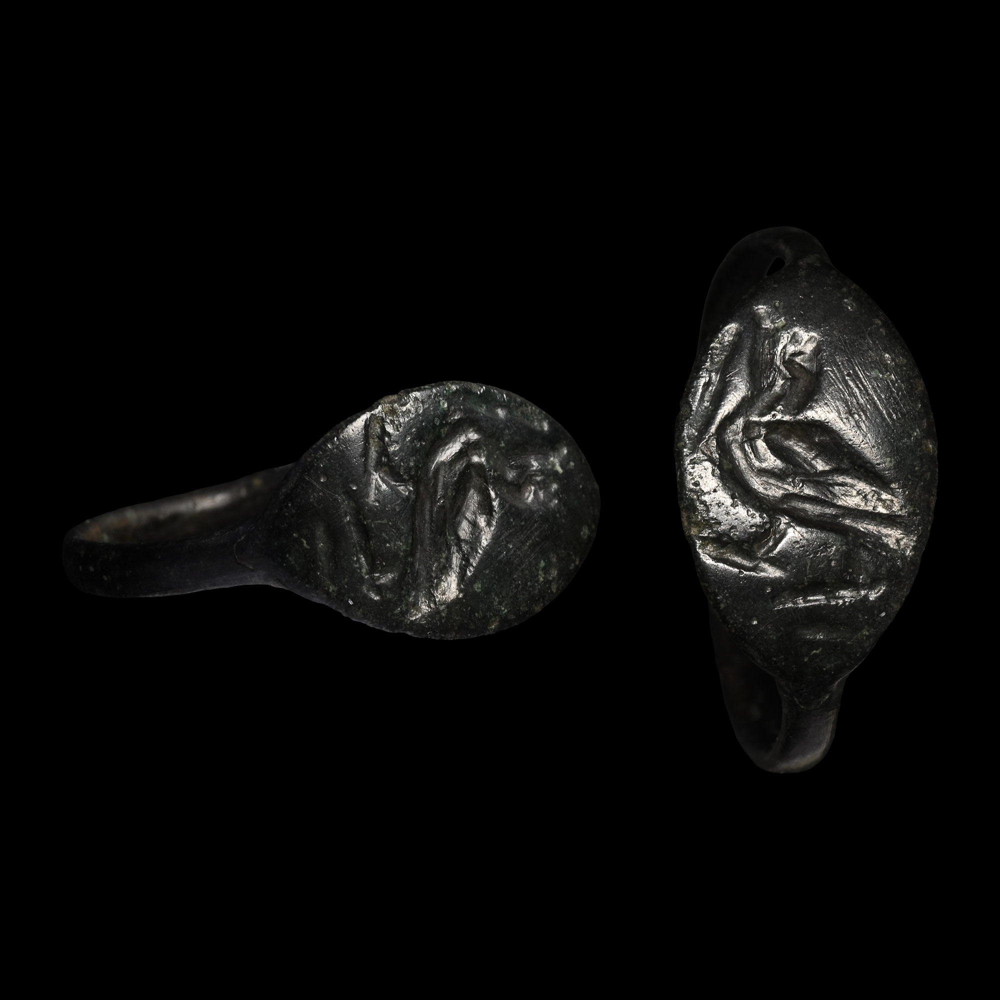 Greek Bronze Ring with Bird