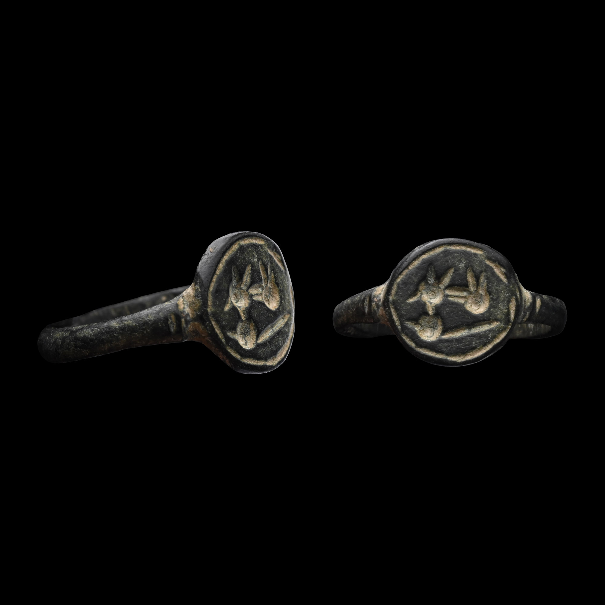 Merovingian Bronze Ring with Antelope Facing Right