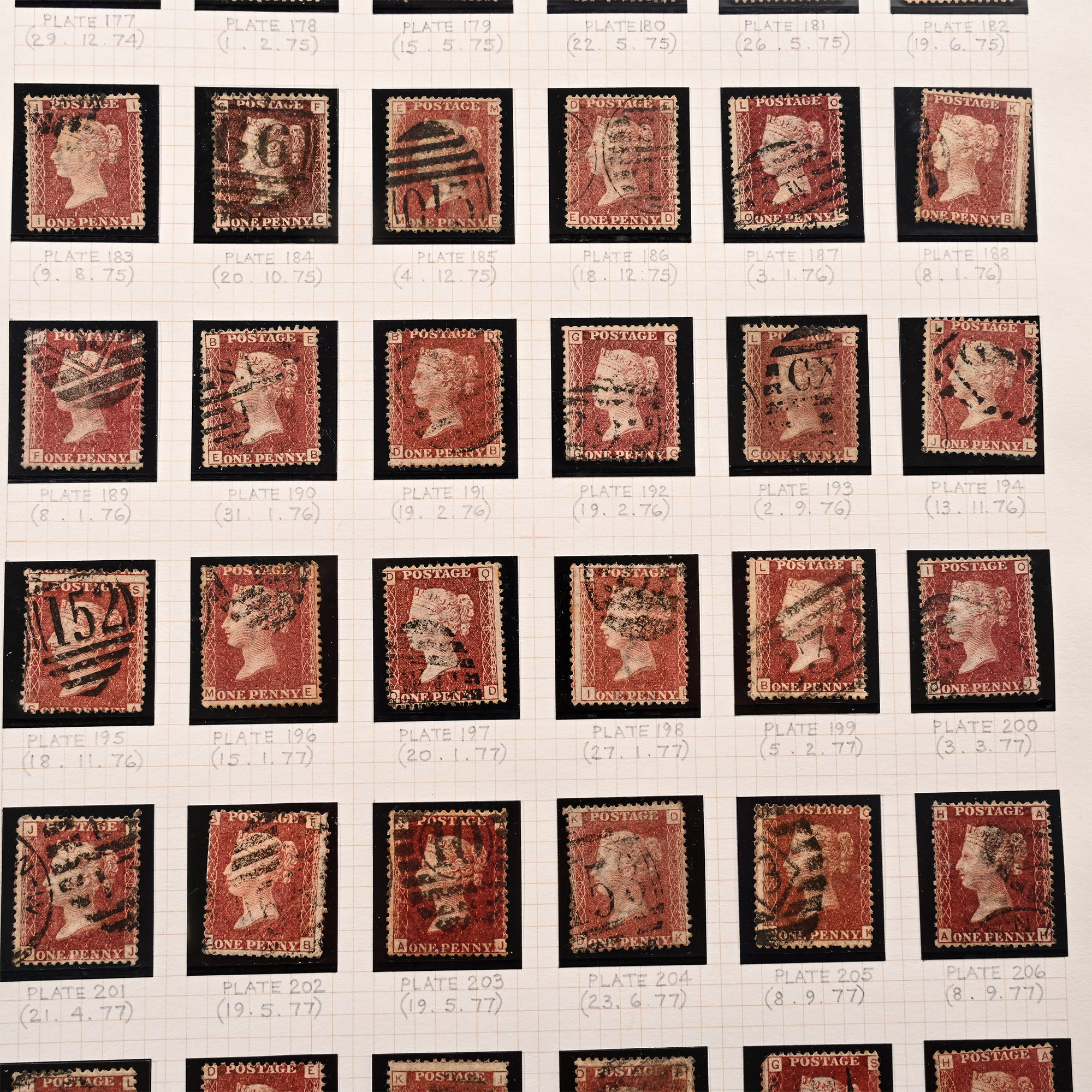 Great Britain (GB), Queen Victoria (QV), Letters in All Four Corners Penny Red Plates Set