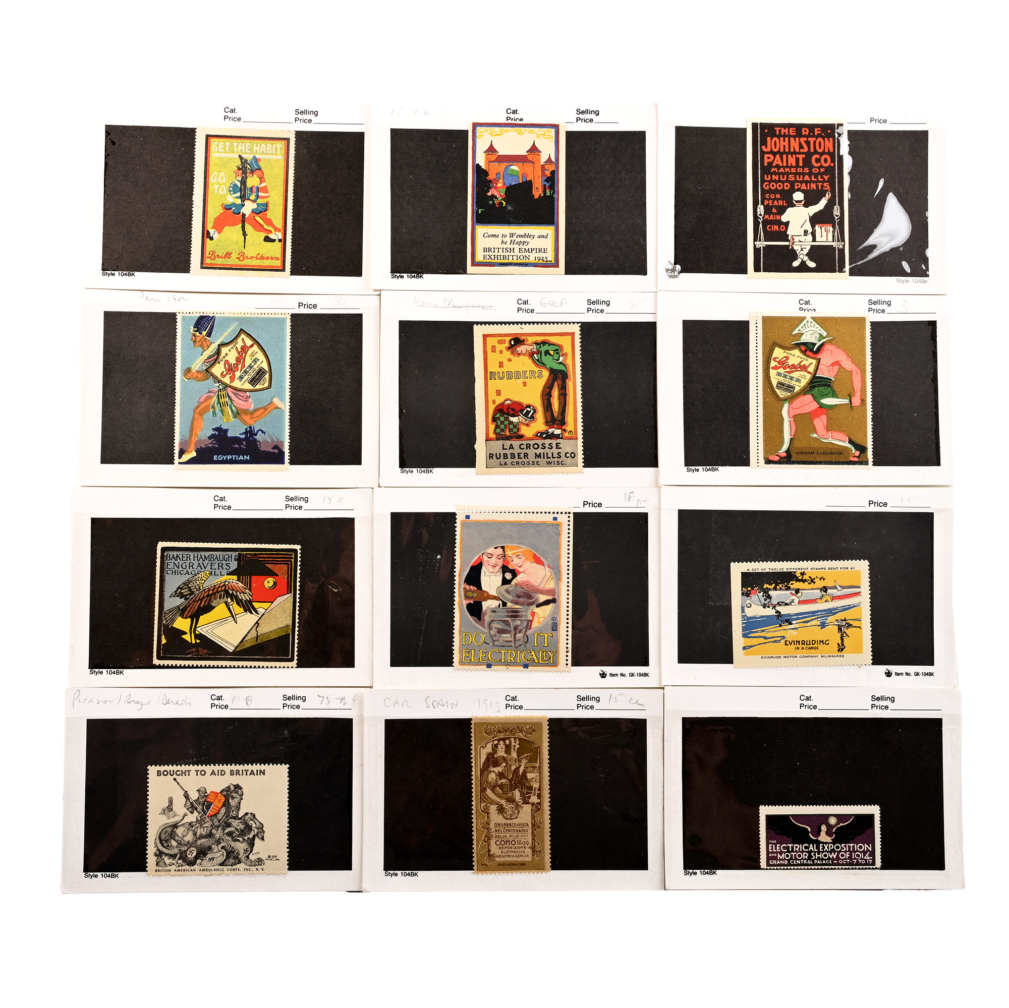 Group of Twelve [12] 'Cinderella' Advertising Stamps
