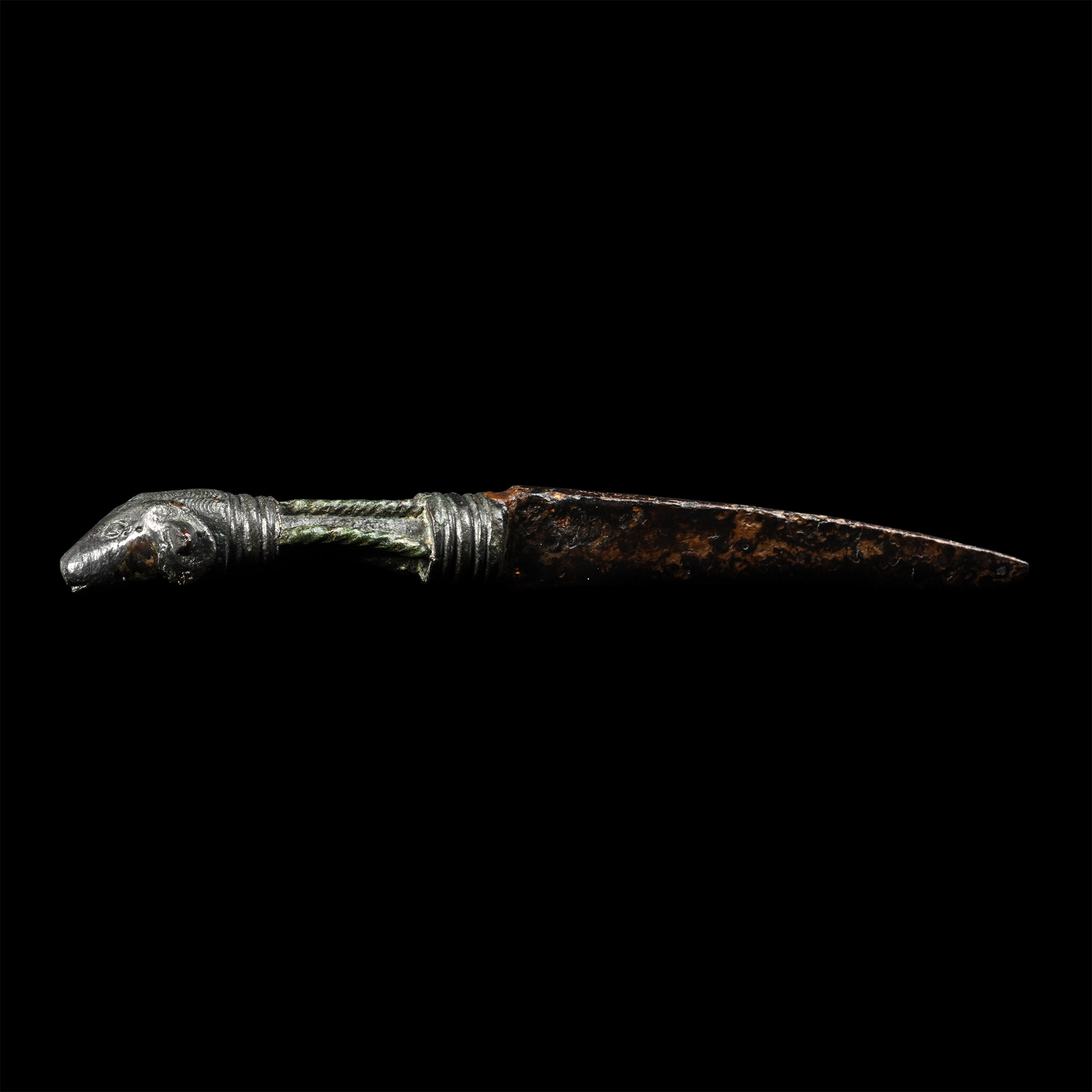 Graeco-Roman Bronze Ram-Headed Iron Knife