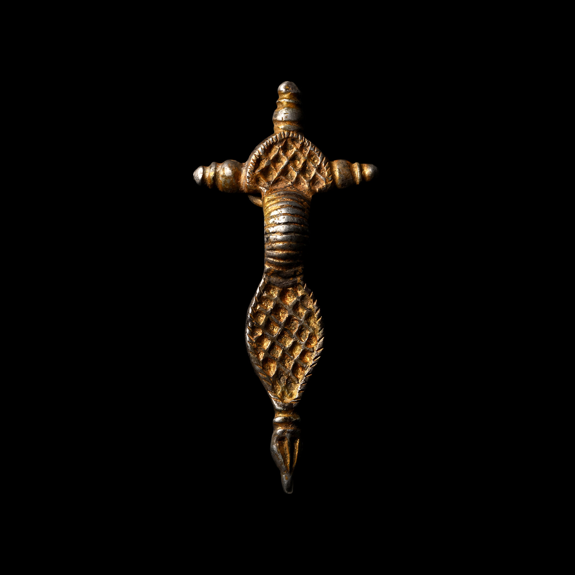 Frankish Silver-Gilt Radiate-Headed Bow Brooch