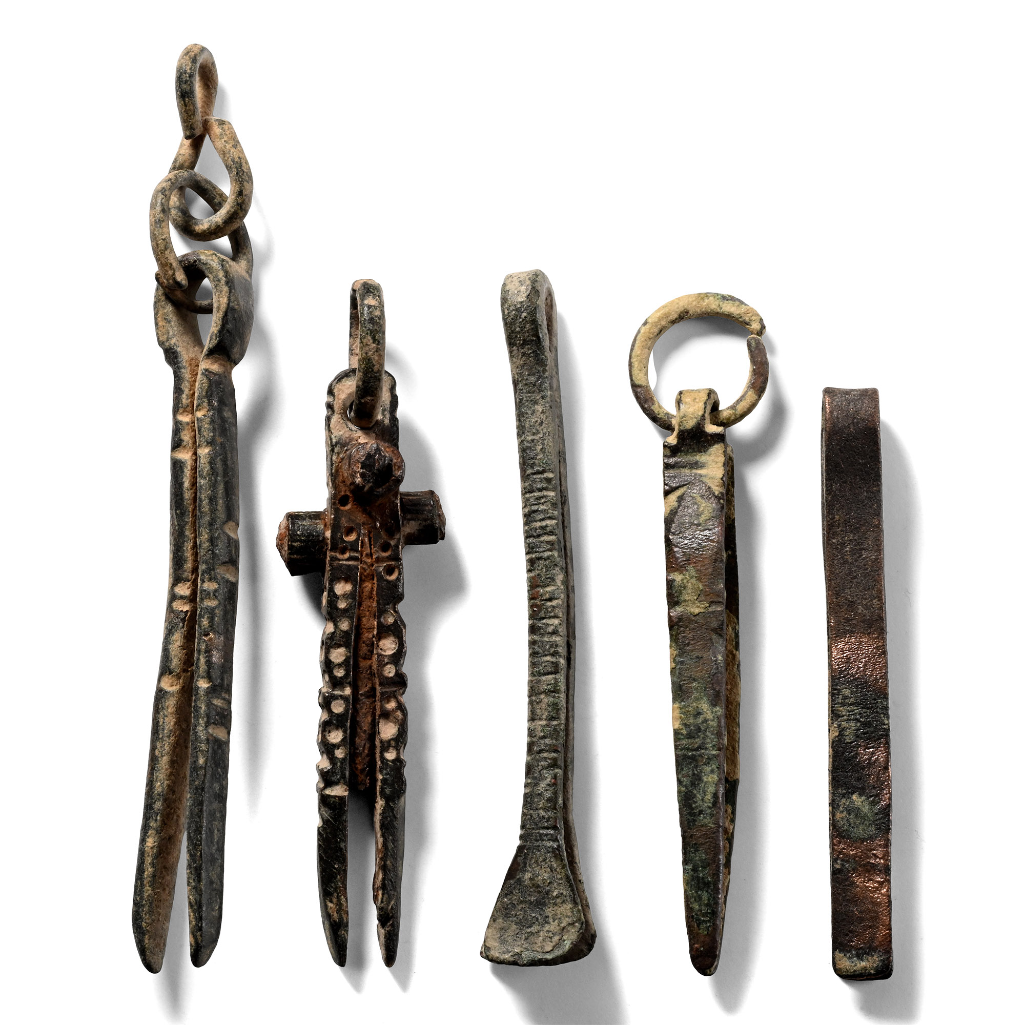 Late Roman Bronze Decorated Tweezer Collection