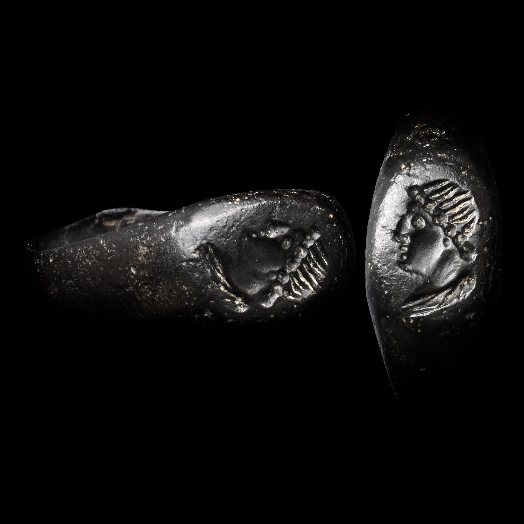 Roman Bronze Ring with Bust