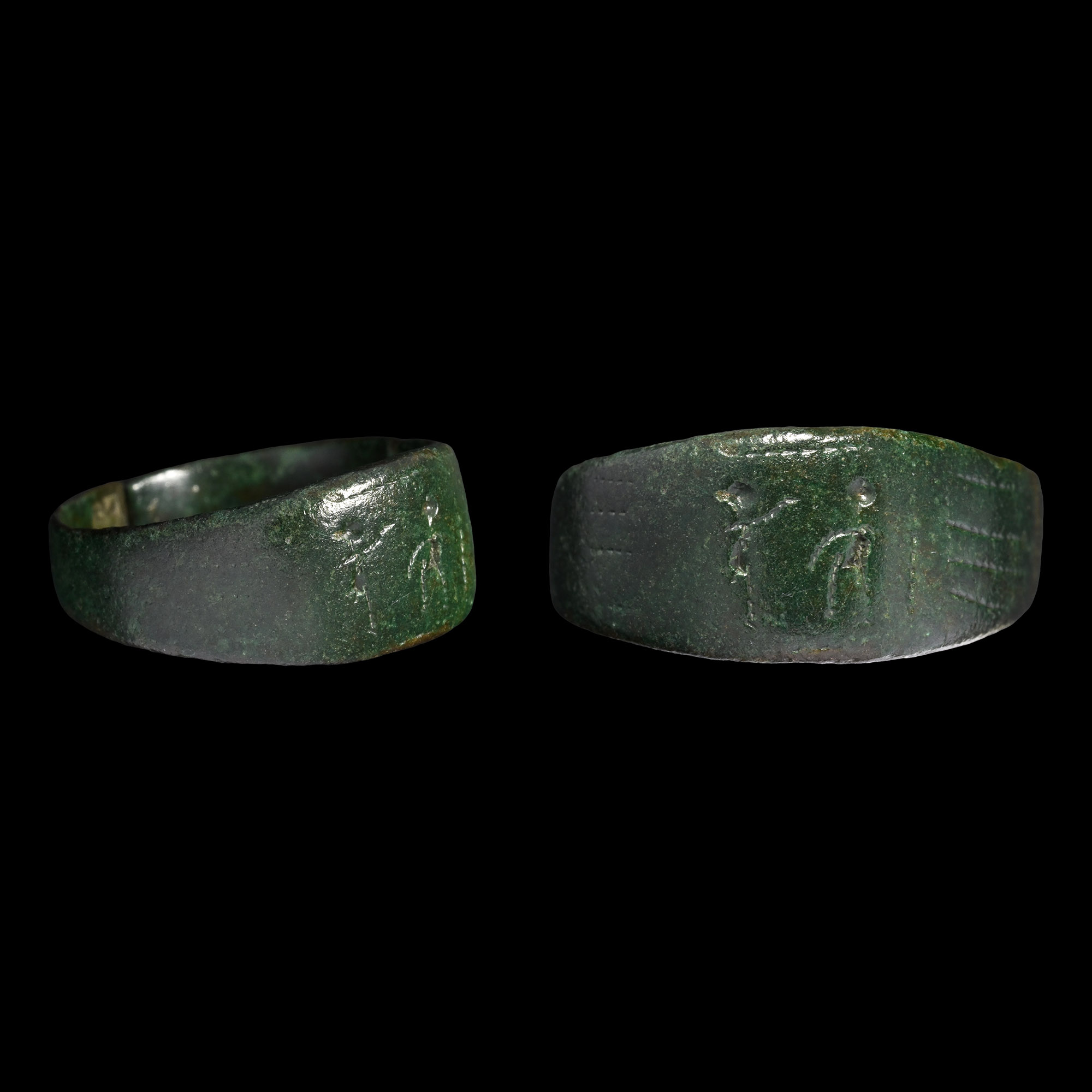 Migration Period Bronze Ring with Figures