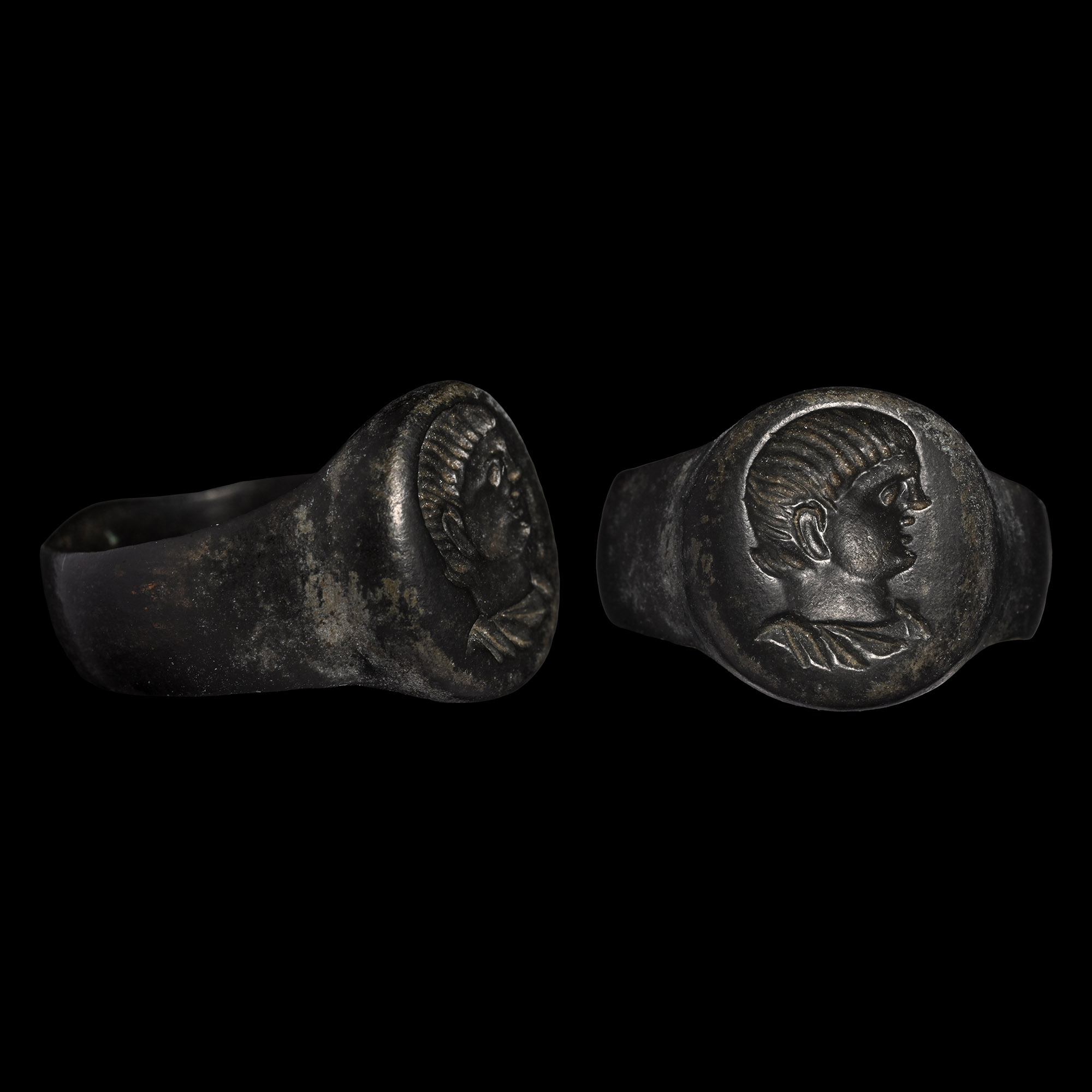 Roman Bronze Ring with Bust