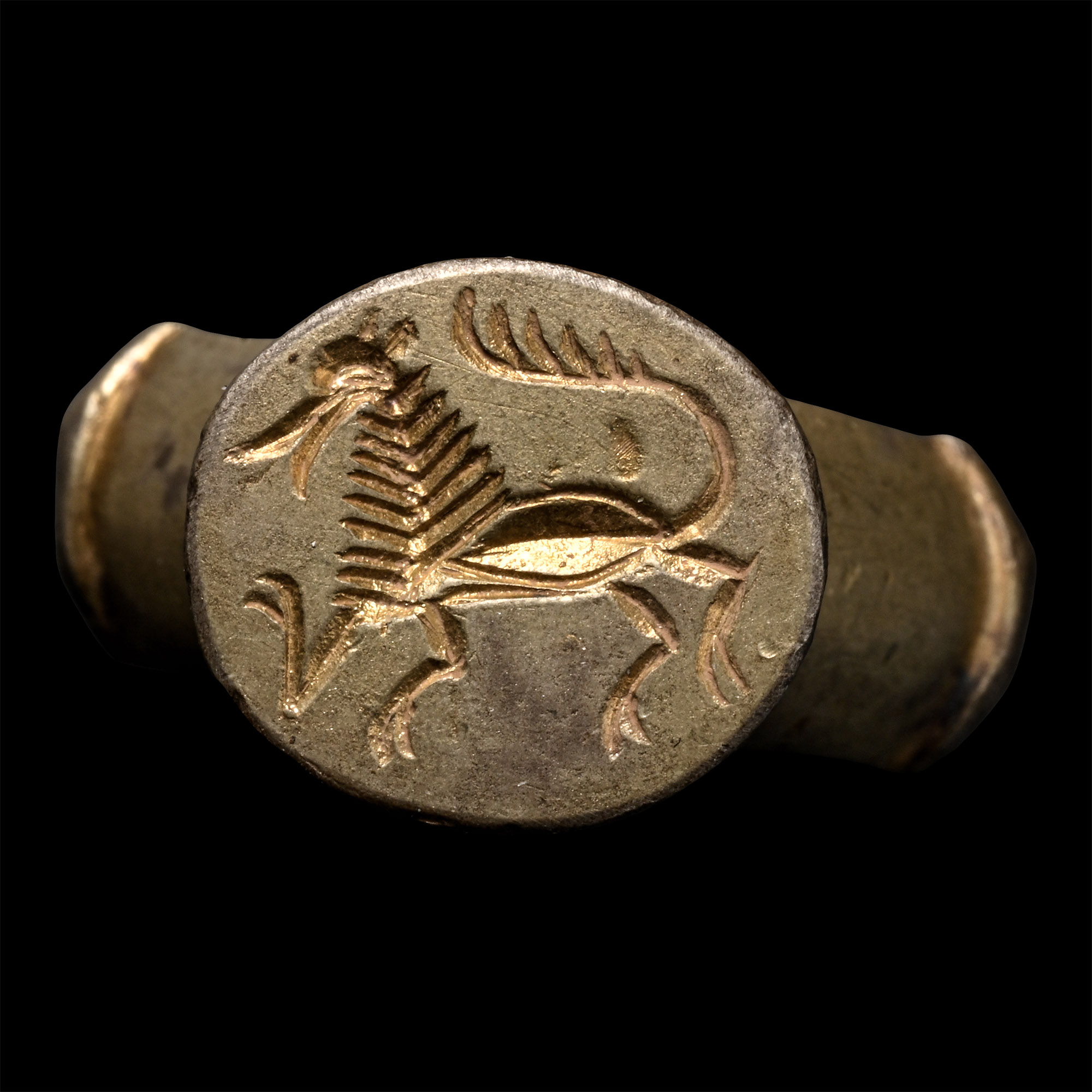 Post Medieval Silver-Gilt Ring with Lion