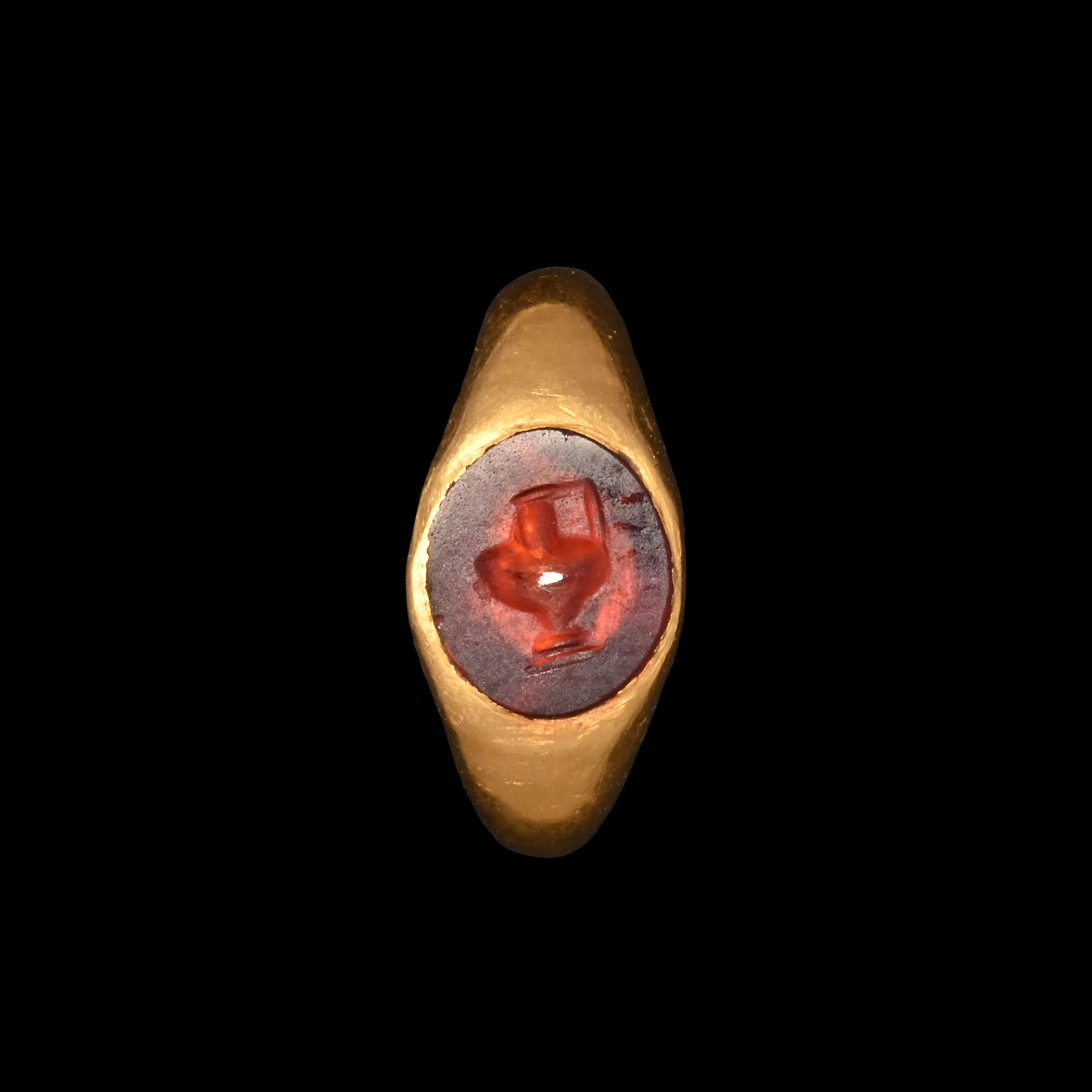 Roman Gold Child's Ring with Garnet Pitcher Gemstone