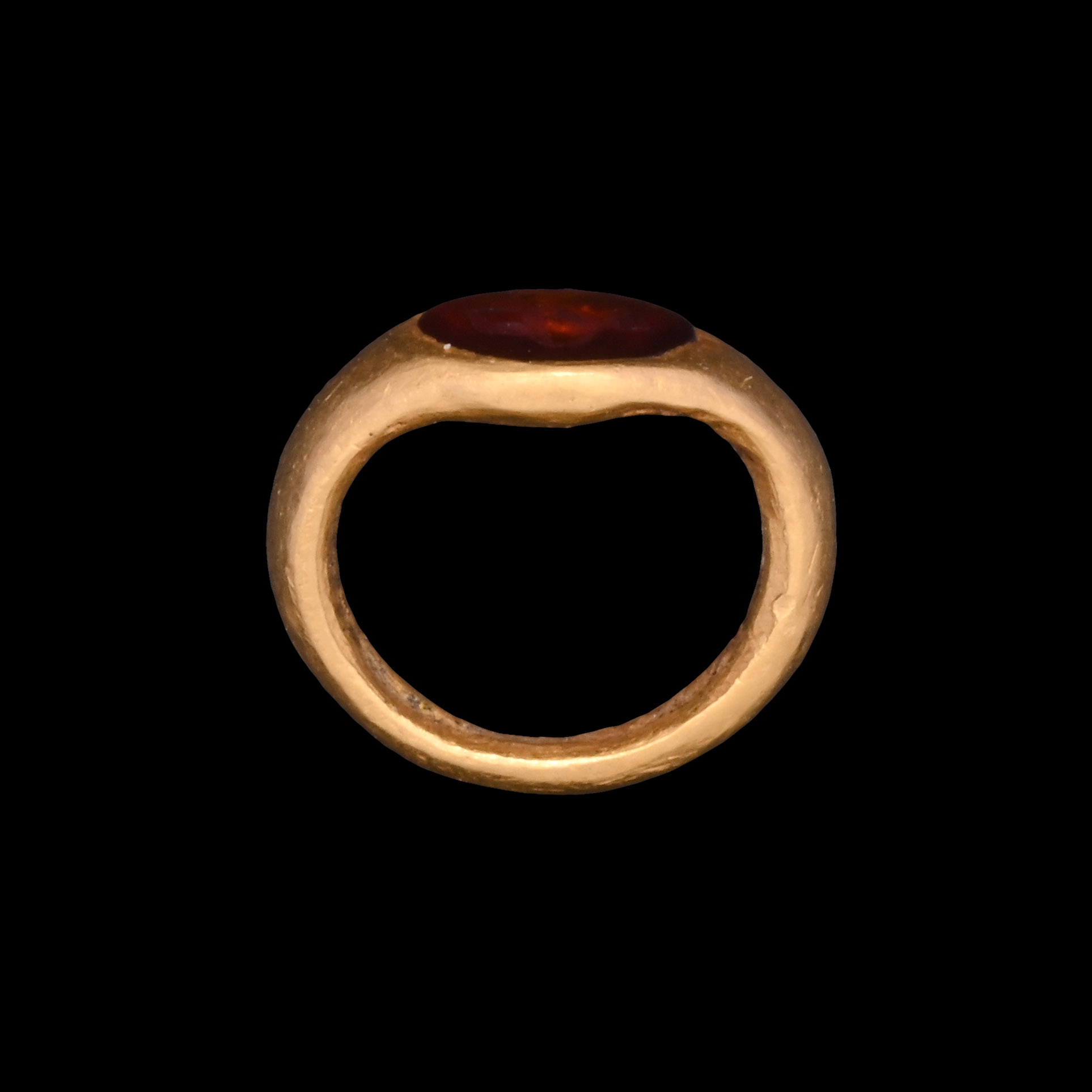 Roman Gold Child's Ring with Garnet Pitcher Gemstone