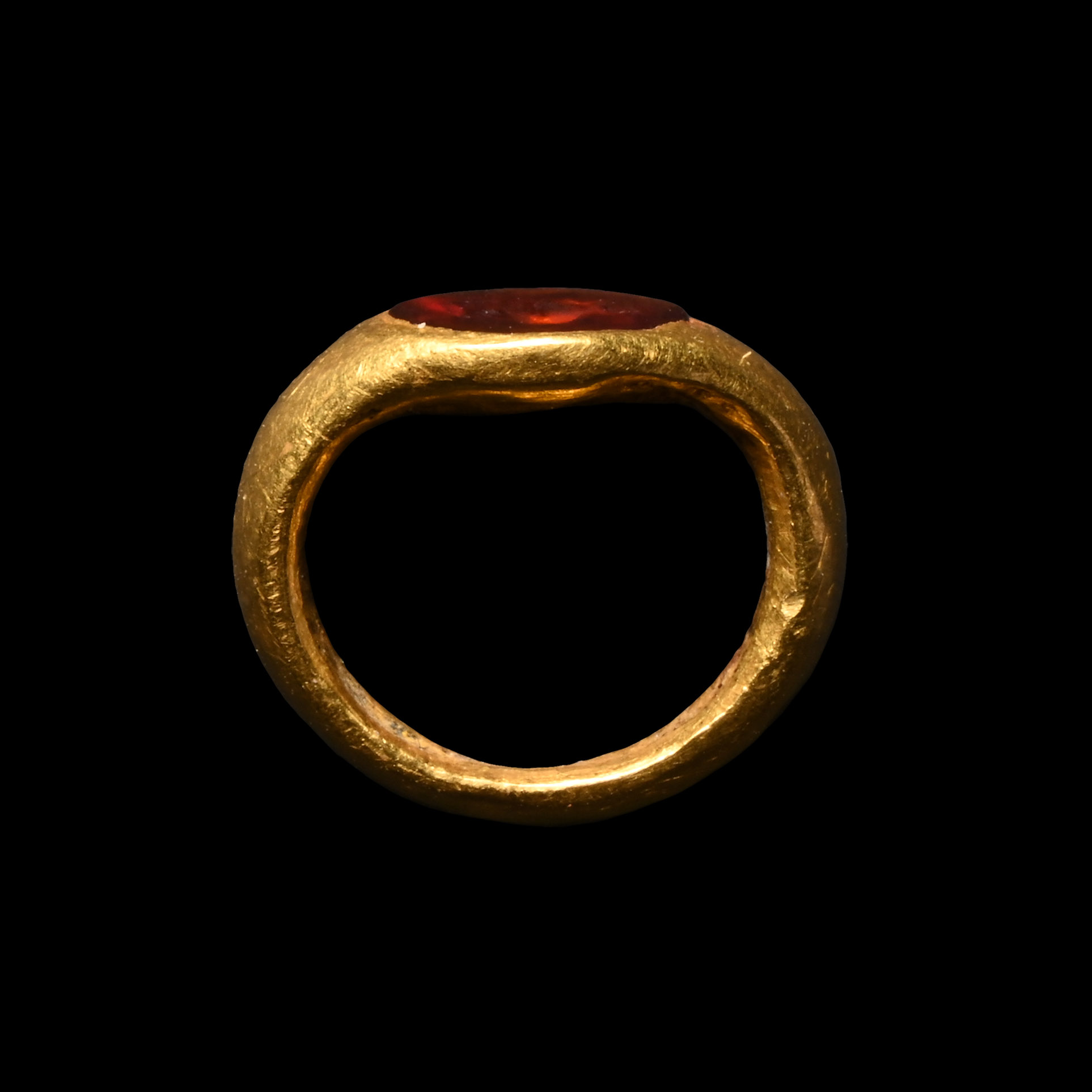 Roman Gold Child's Ring with Garnet Pitcher Gemstone