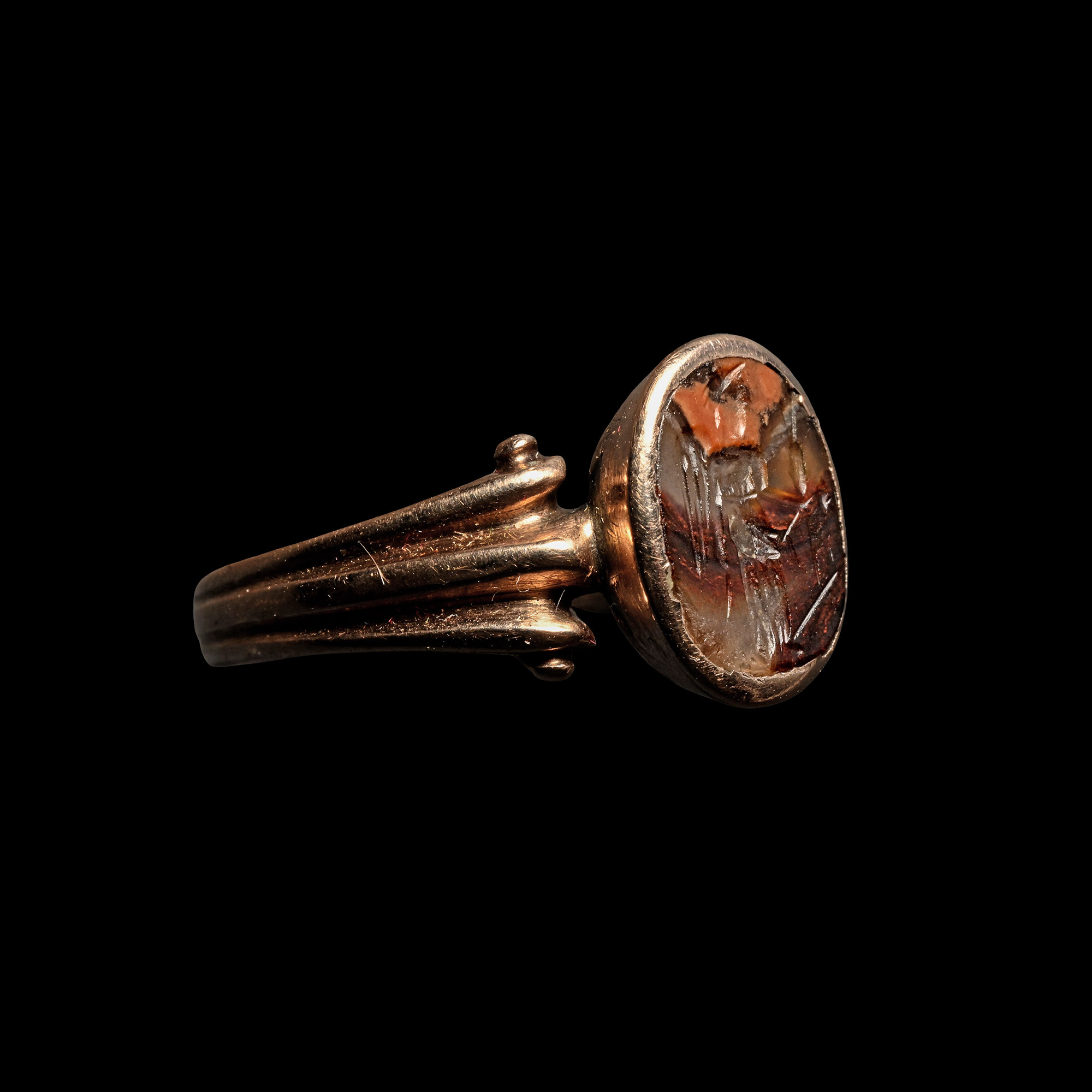 Roman Agate Gemstone of Syncretistic Fortuna in Gold Ring