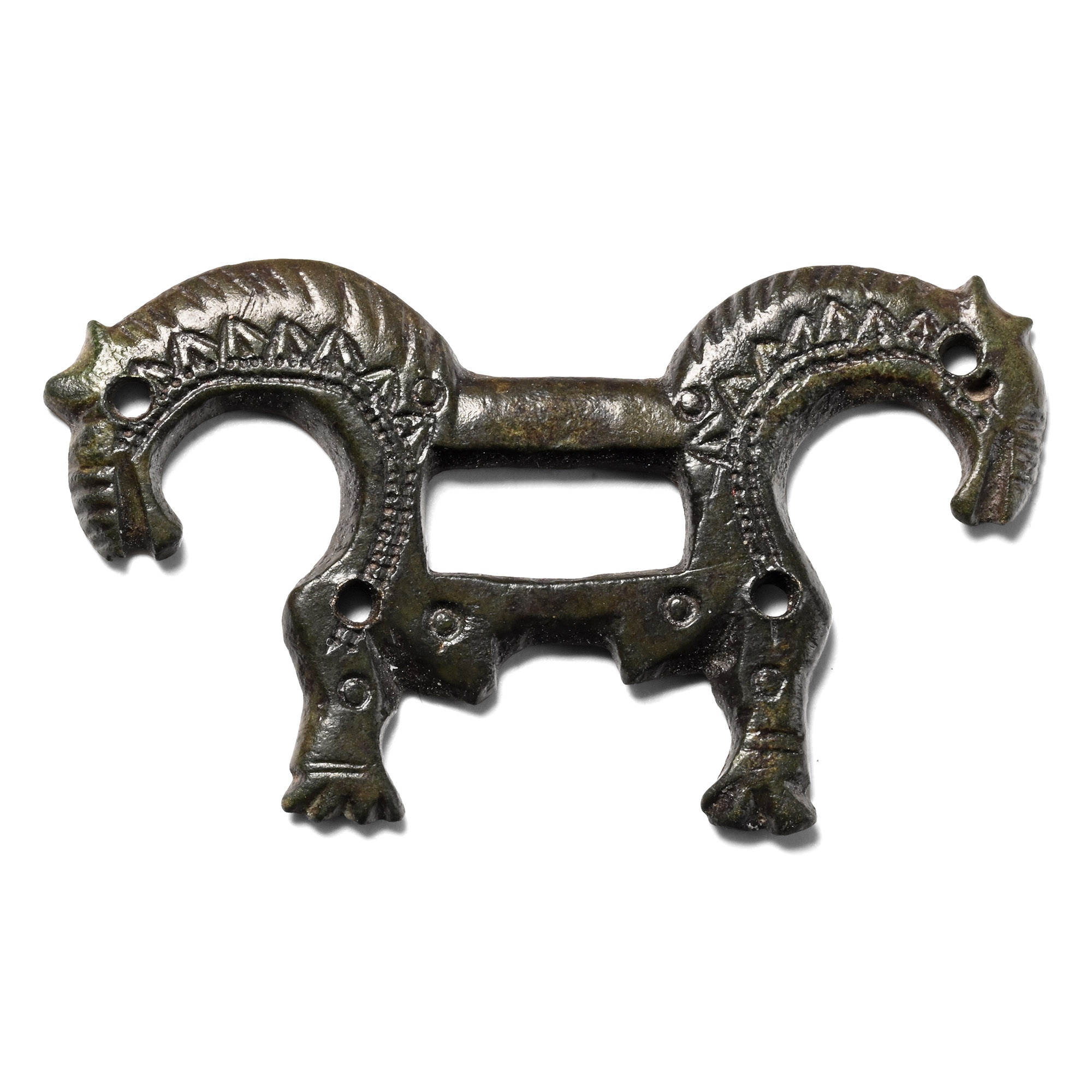 Viking Age Bronze Double Horse Head Buckle