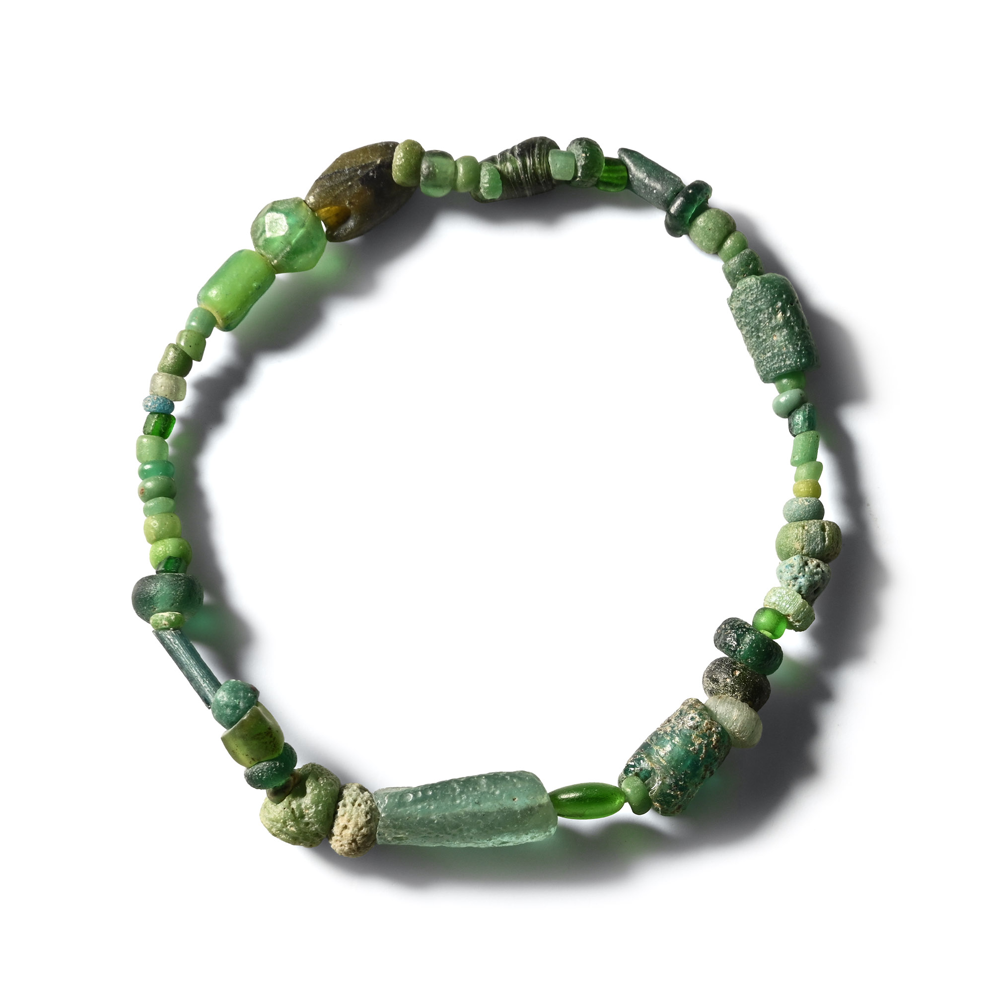 Roman Green Glass Bead Bracelet