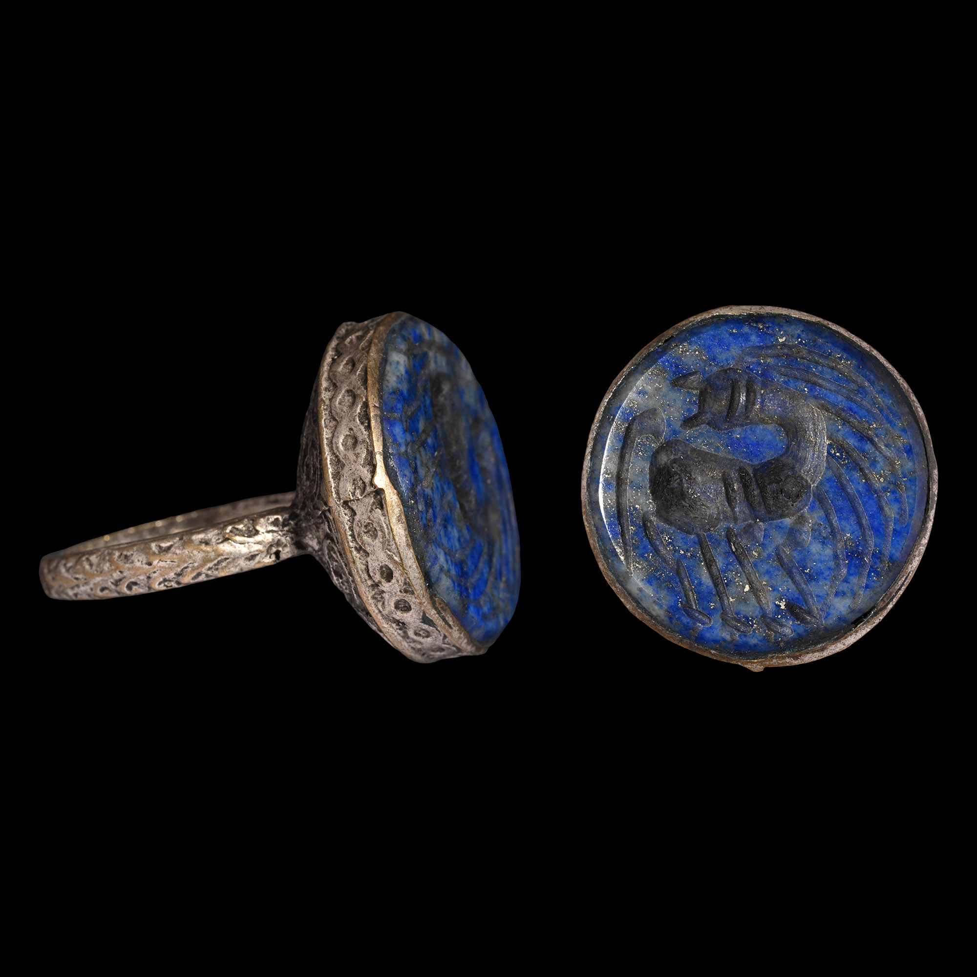Bedouin Silver-Coloured Metal Ring with Gemstone