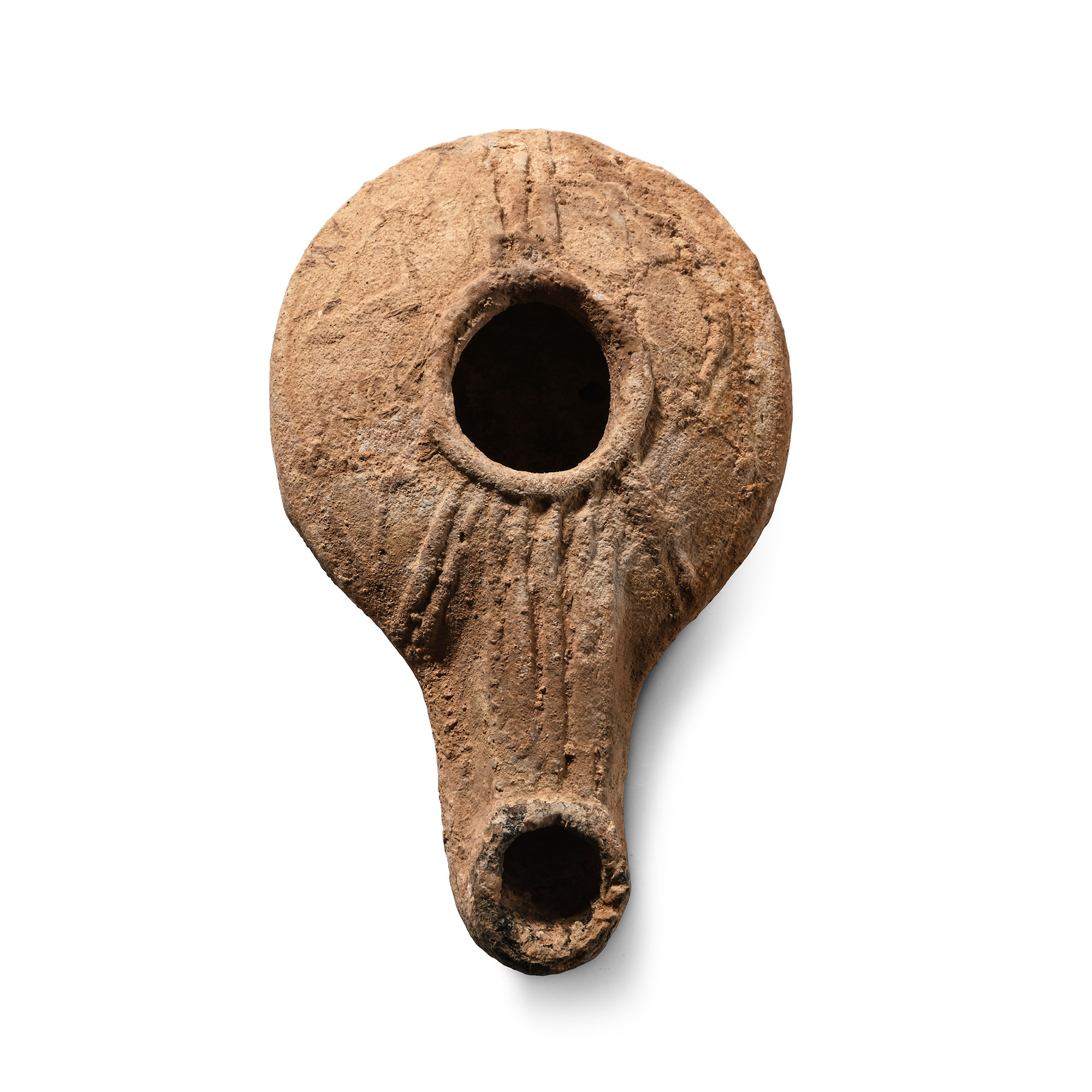 Roman Terracotta Oil Lamp with Extended Nozzle