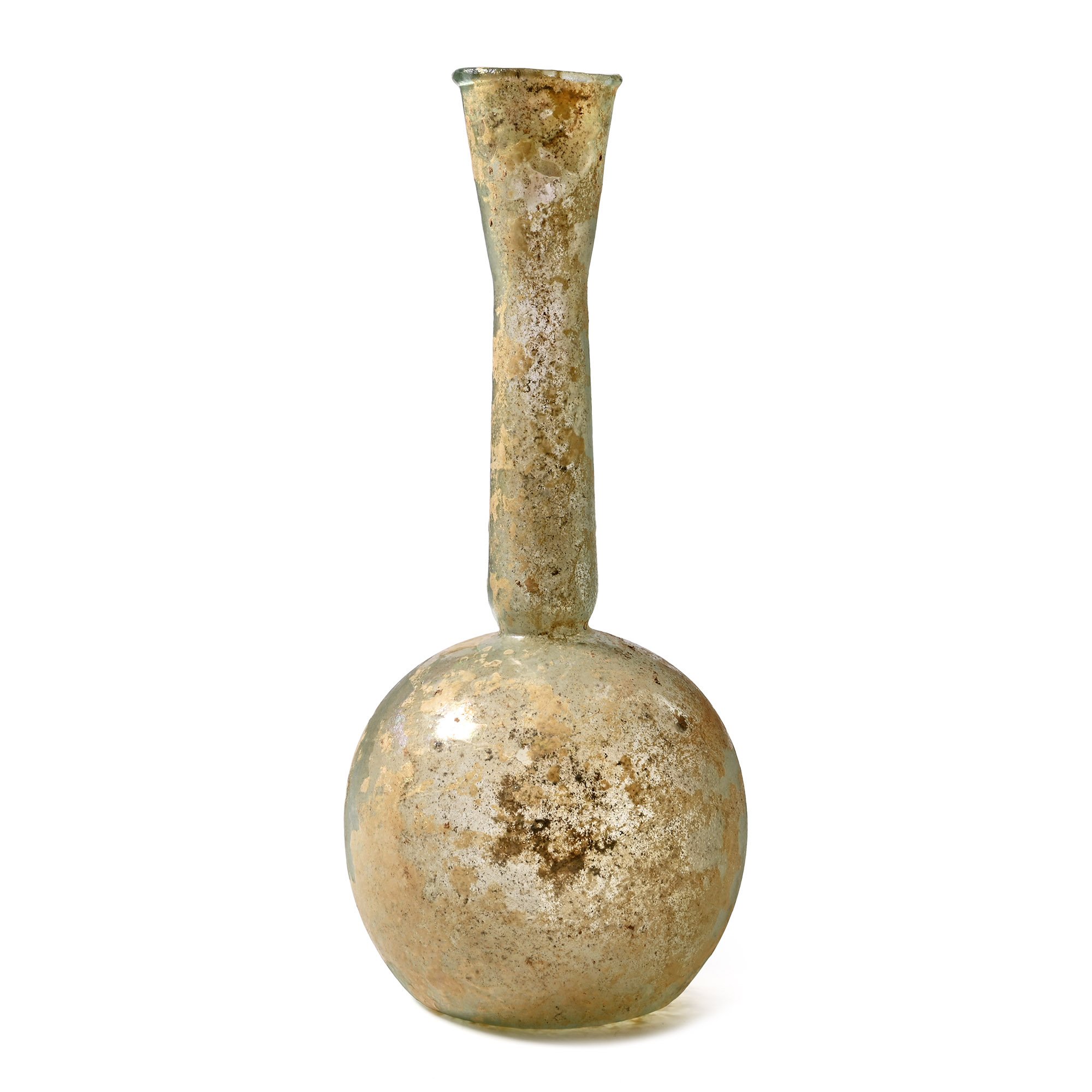 Roman Bulbous Glass Bottle with Tall Neck