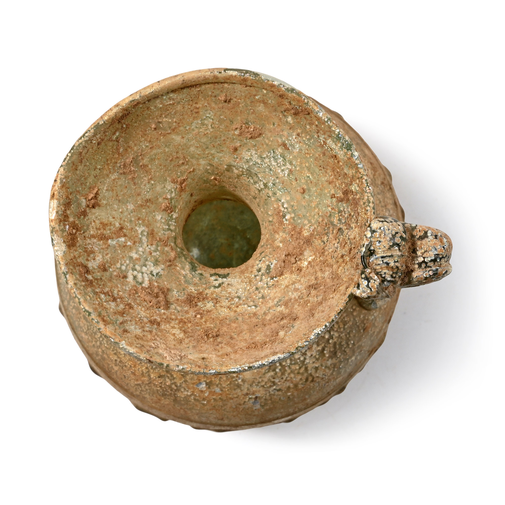 Roman Iridescent Glass Pitcher with Trail