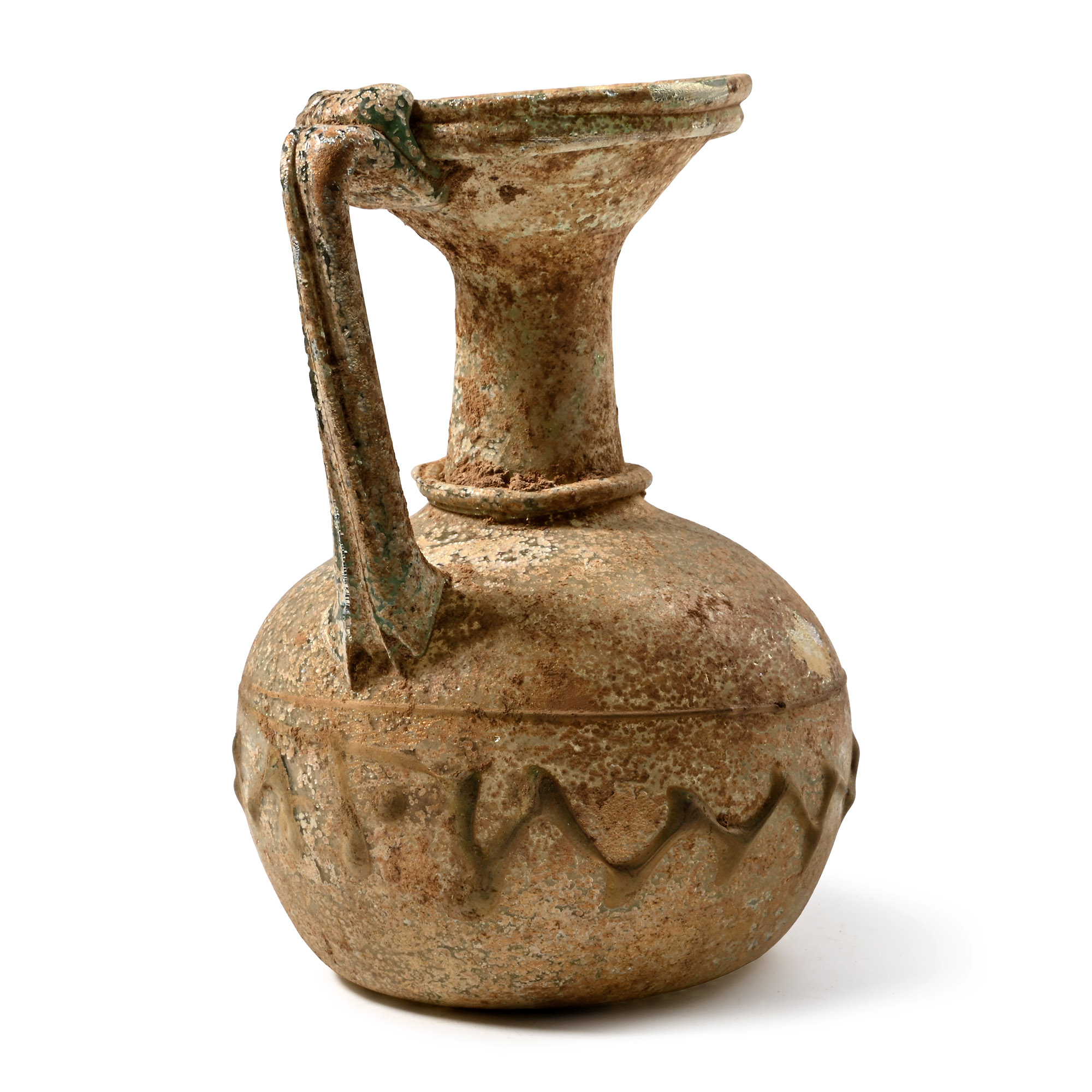 Roman Iridescent Glass Pitcher with Trail