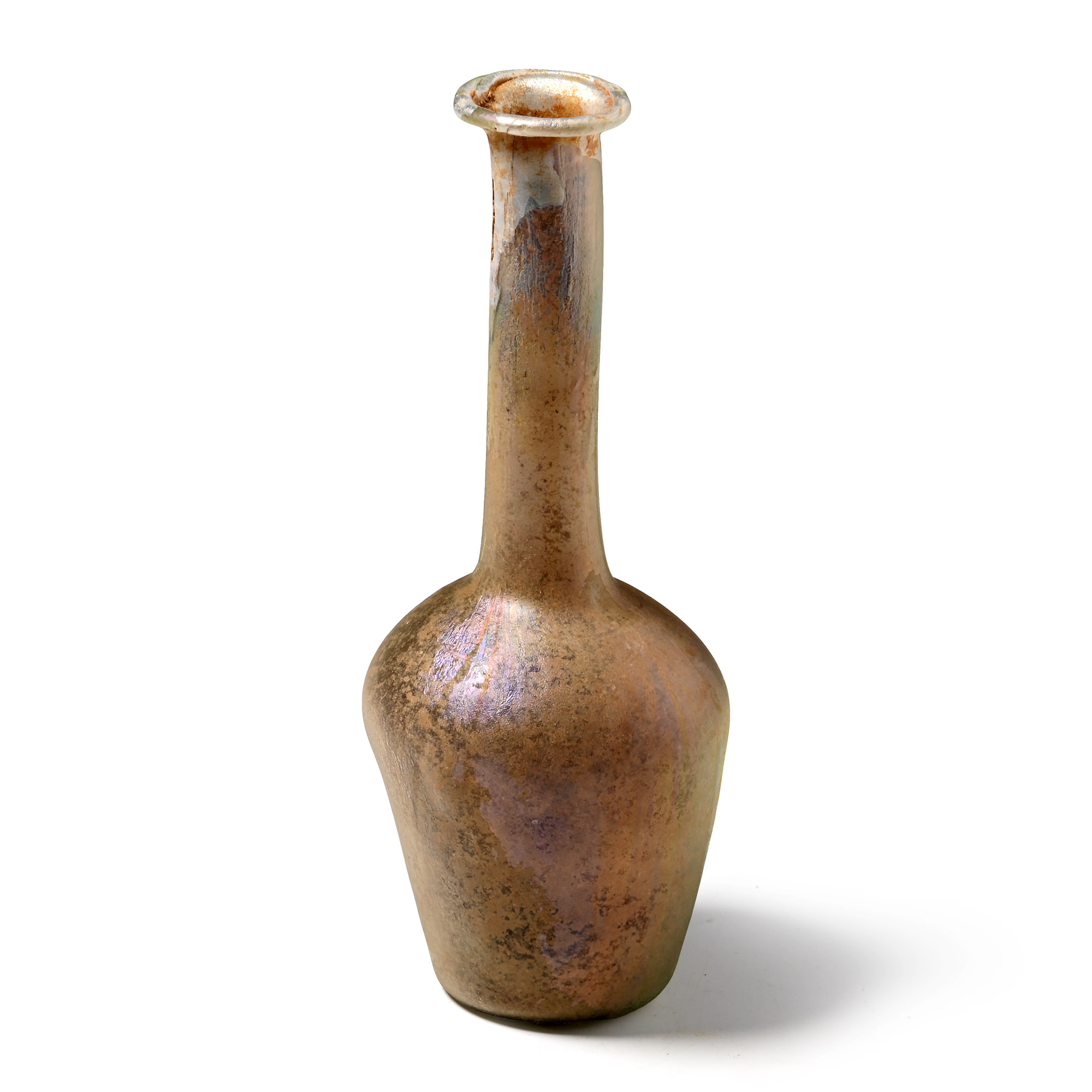 Roman Iridescent Piriform Glass Bottle