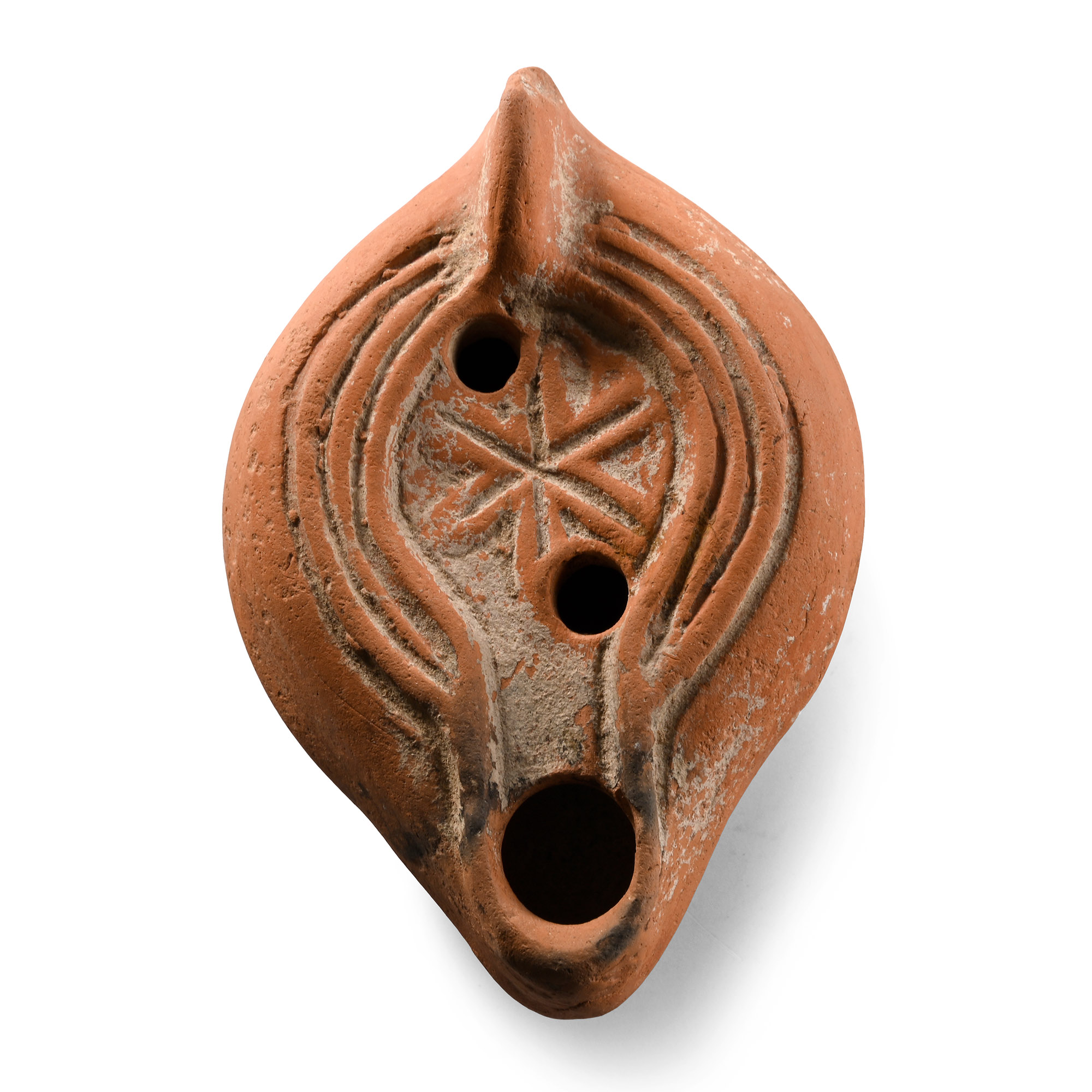 Roman Terracotta Oil Lamp with Star