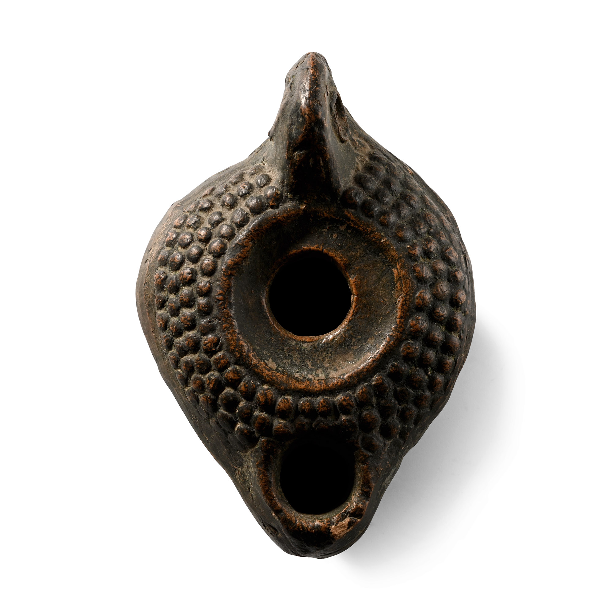 Roman Terracotta Oil Lamp with Bobbles