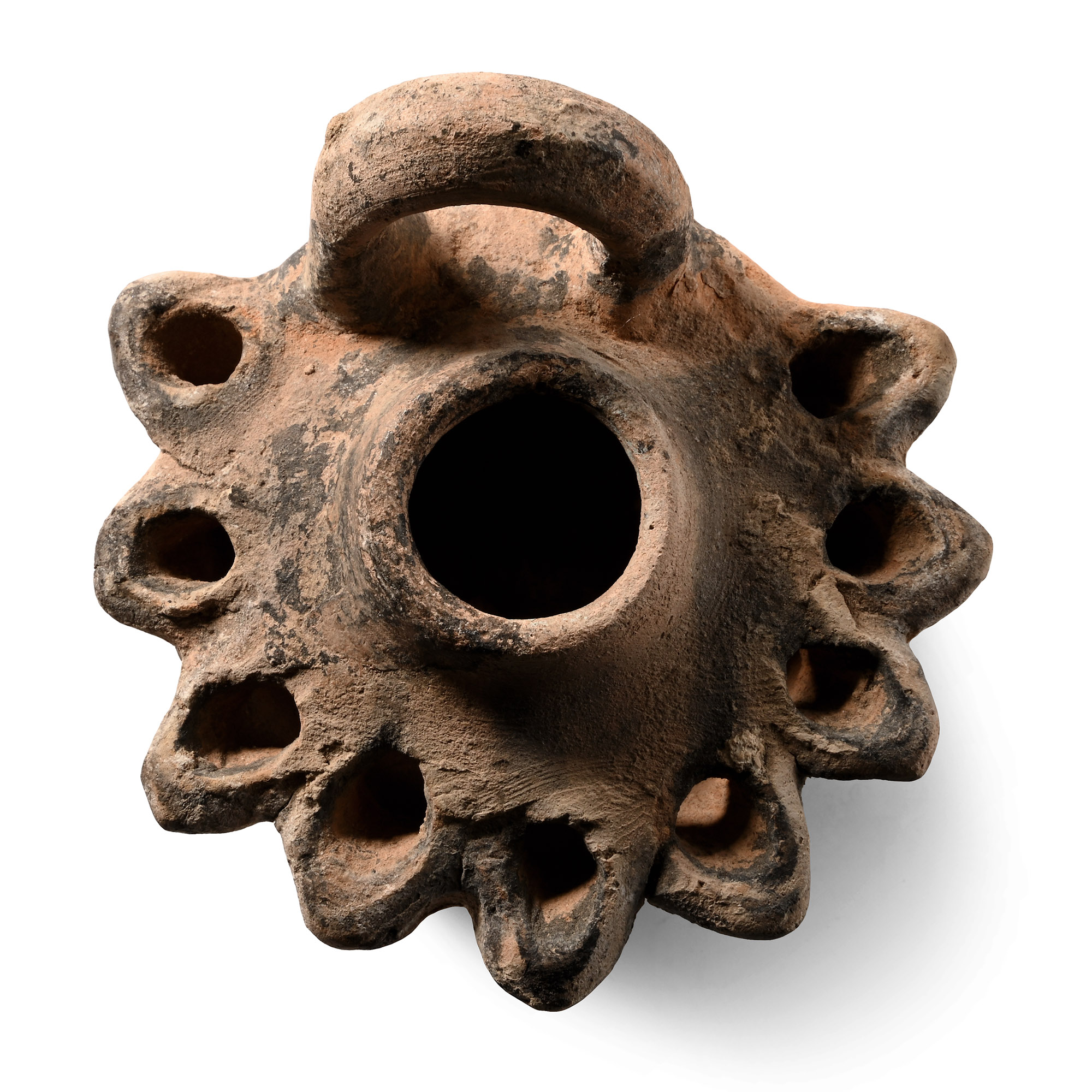 Romano-Jewish Terracotta Multinozzle Oil Lamp