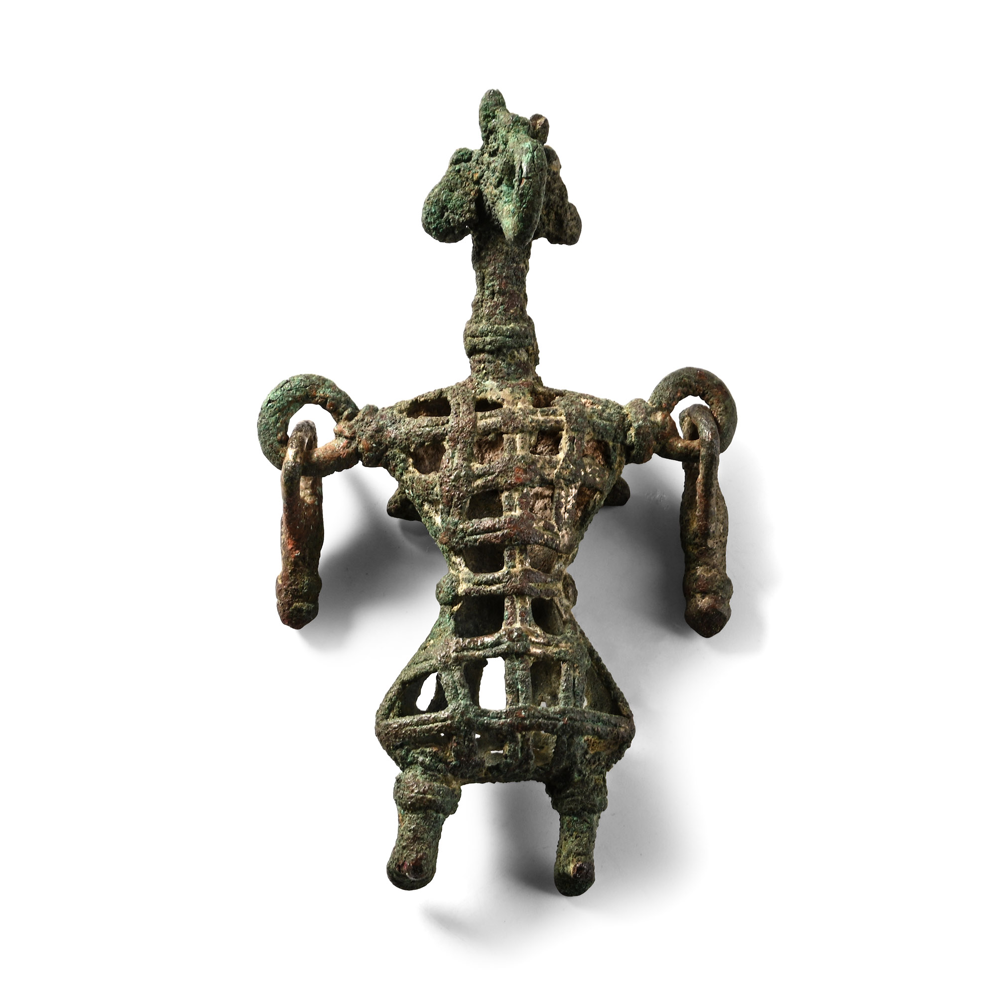 Amlash Bronze Figure of Fertility Cradling Baby on Chest