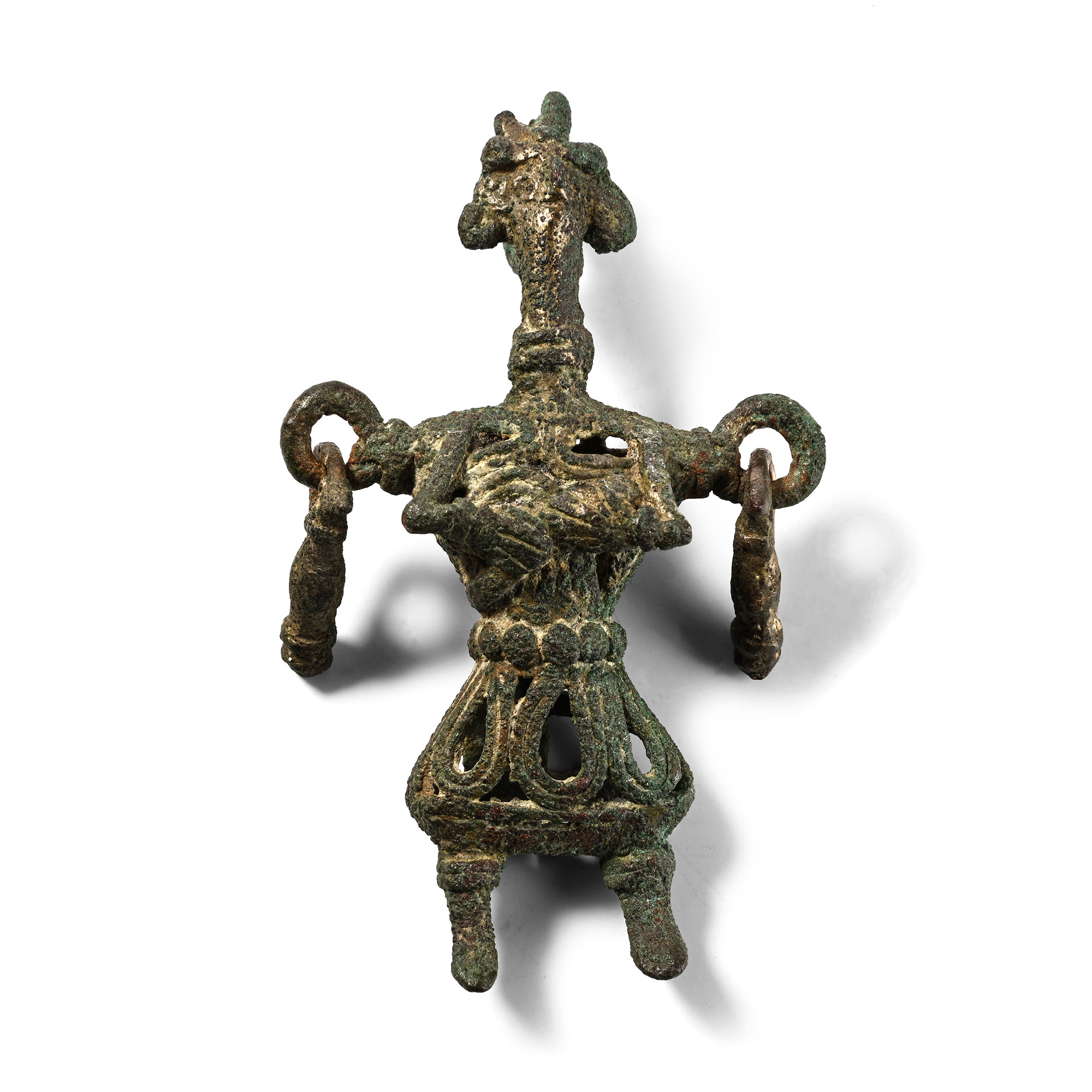 Amlash Bronze Figure of Fertility Cradling Baby on Chest