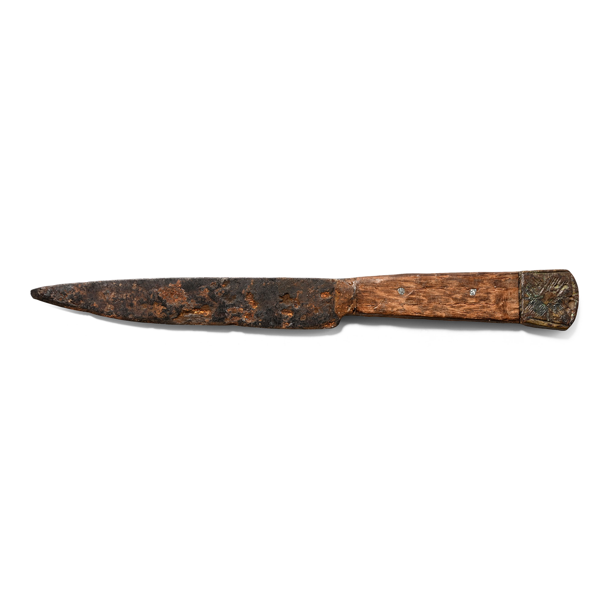 Medieval Iron Knife with Bronze Pommel