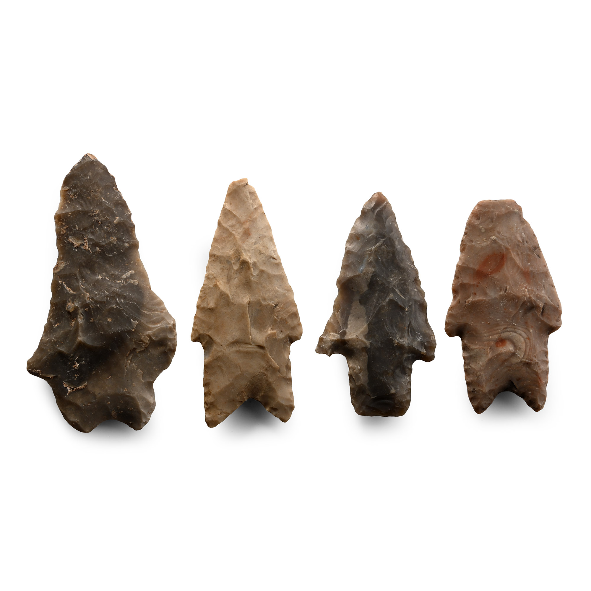 Large North American Stone Age Knapped Spear Point Group
