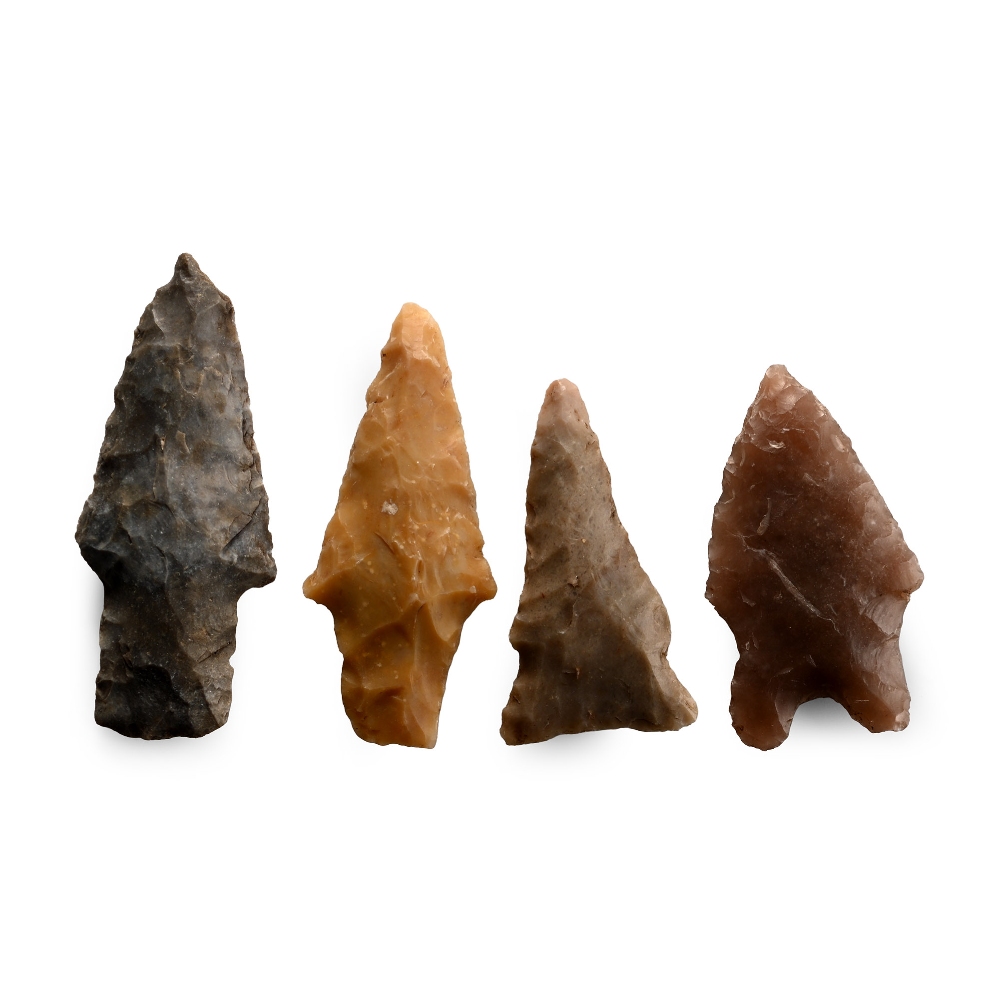 North American Stone Age Knapped Arrowhead Group