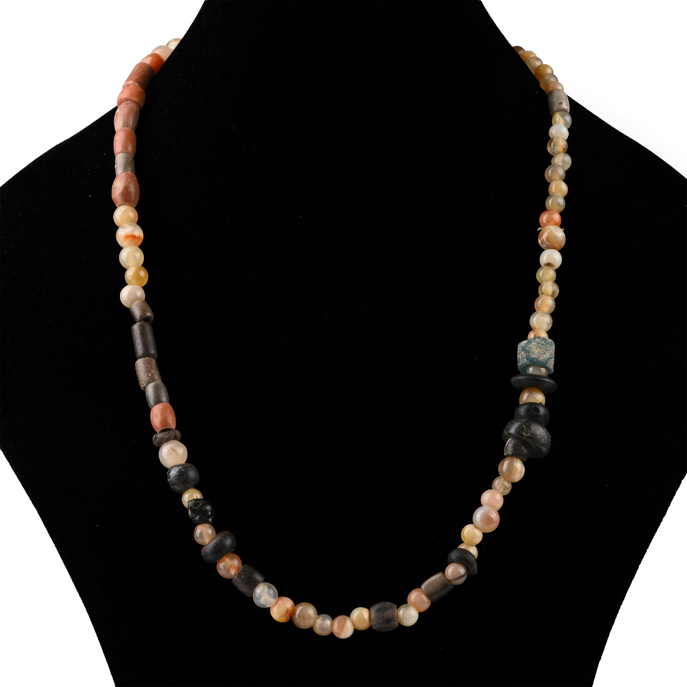 Roman Glass and Polished Stone Bead Necklace String