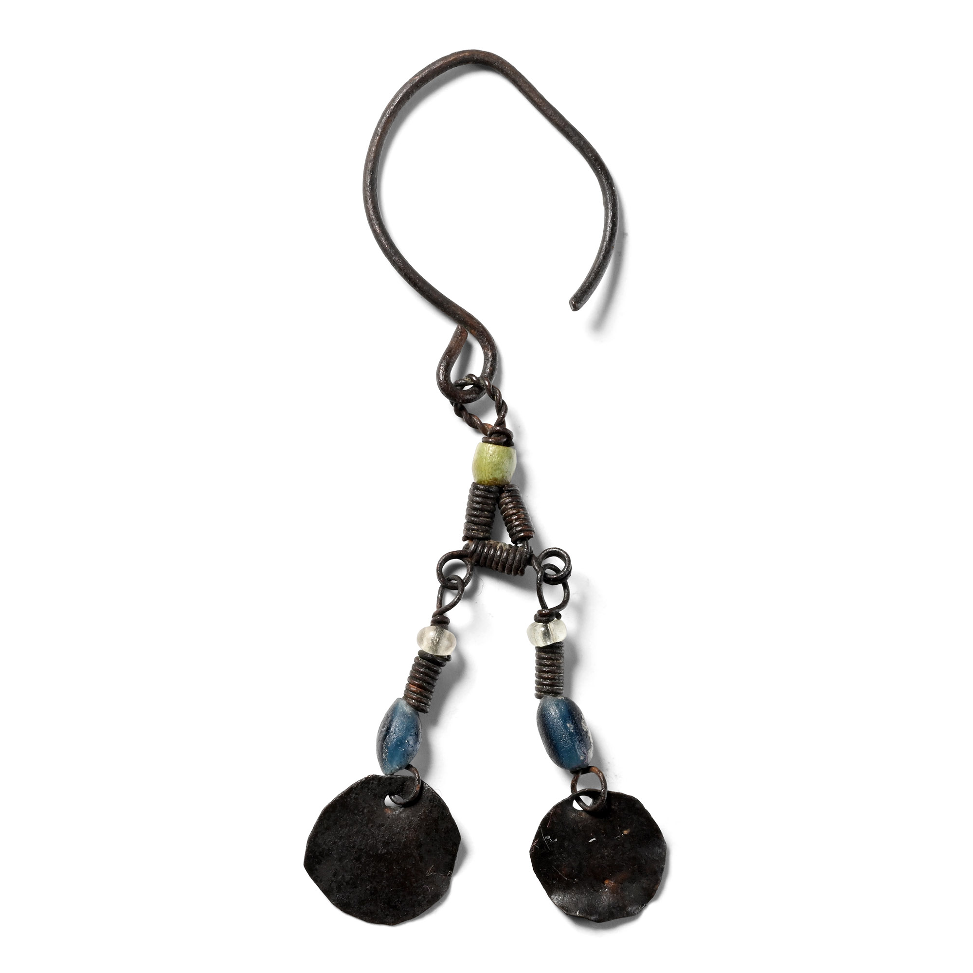 Byzantine Bronze Earring with Bead Drops