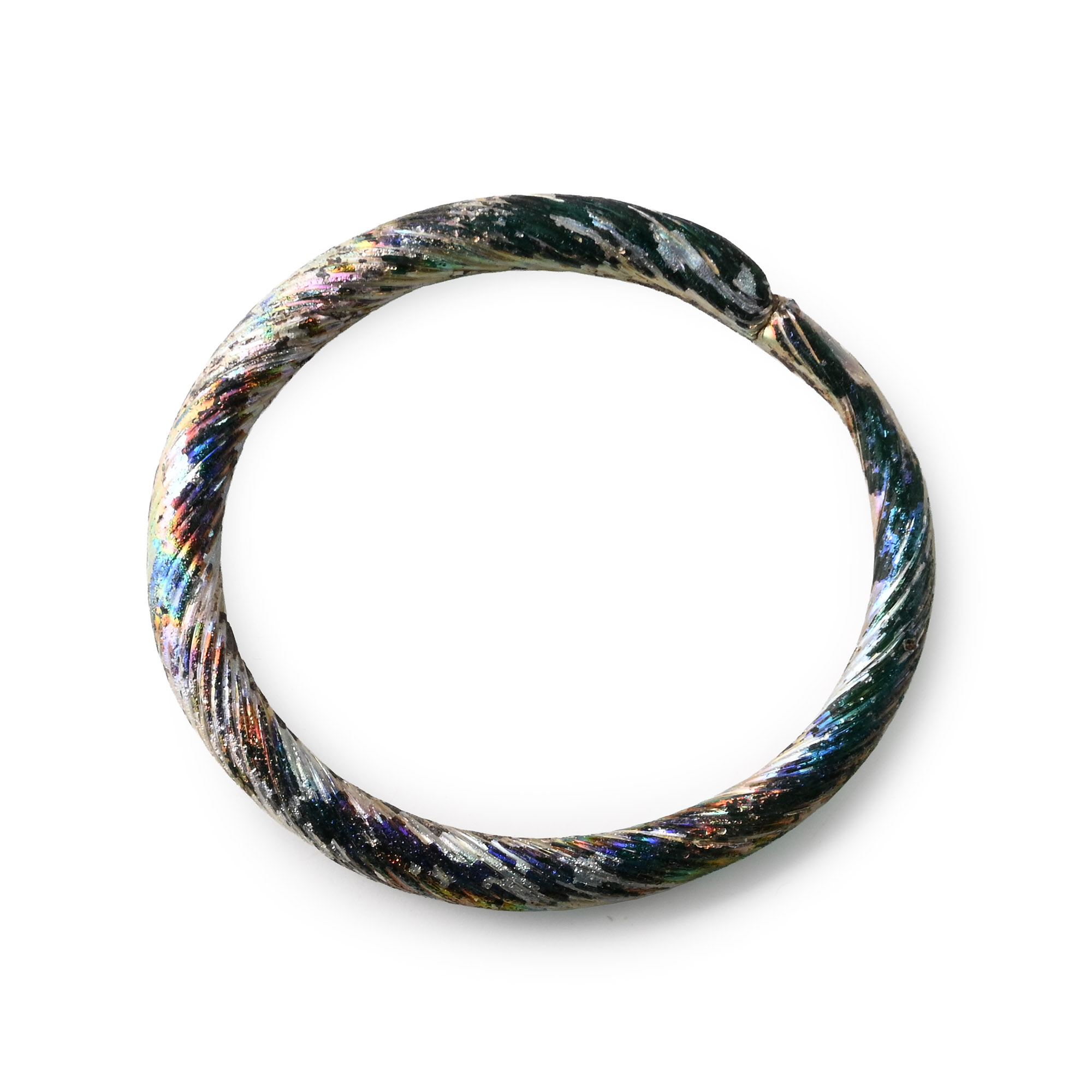 Roman Twisted Iridescent Glass Bangle