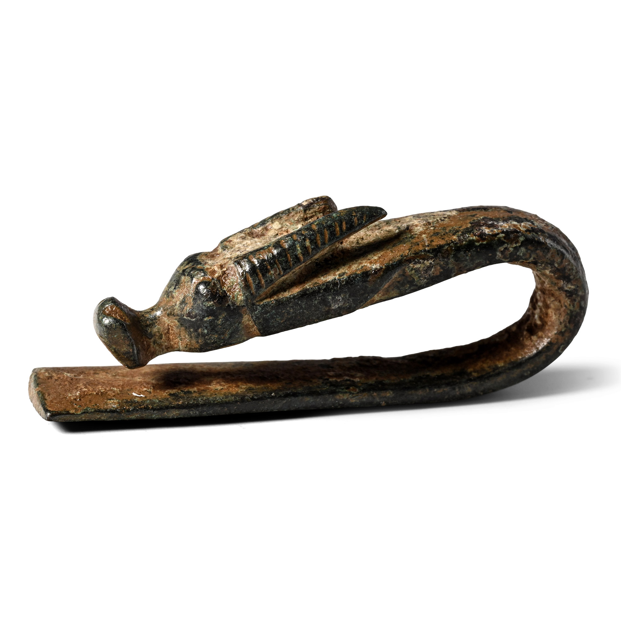 Western Asiatic Bronze Clip Finial with Horned Antelope