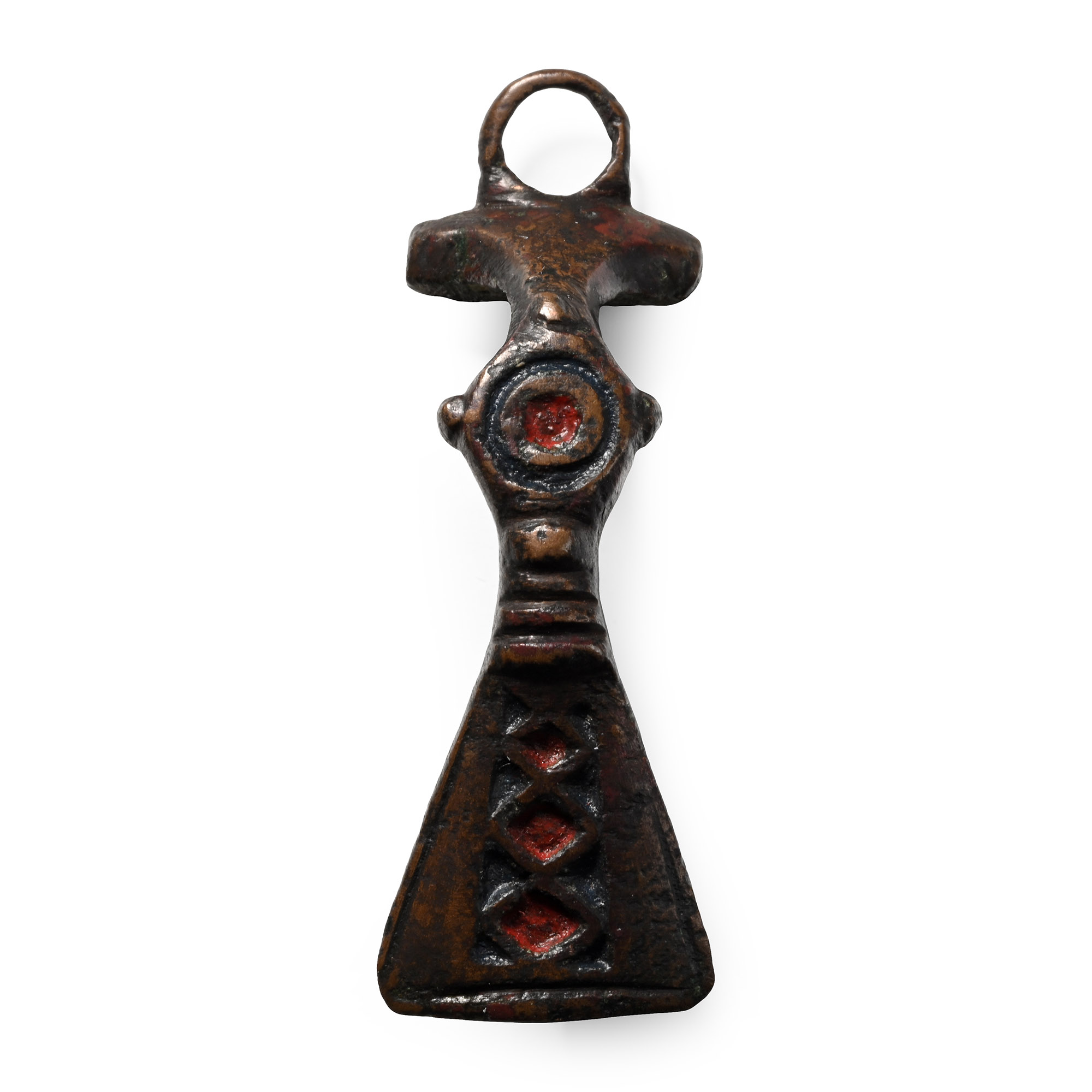 Roman Enamelled Bronze Fantail Bow Brooch