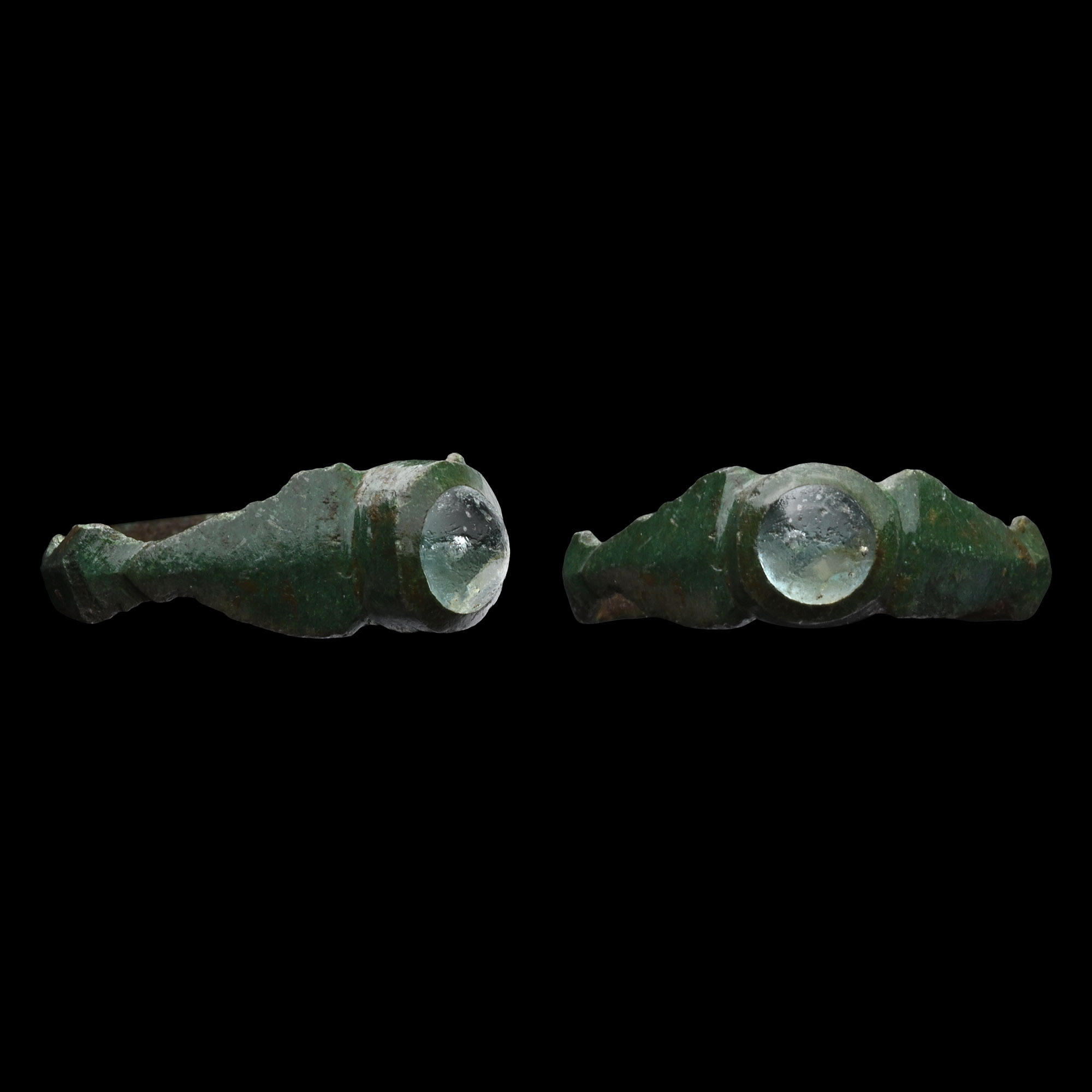 Roman Bronze Ring with Glass Gem