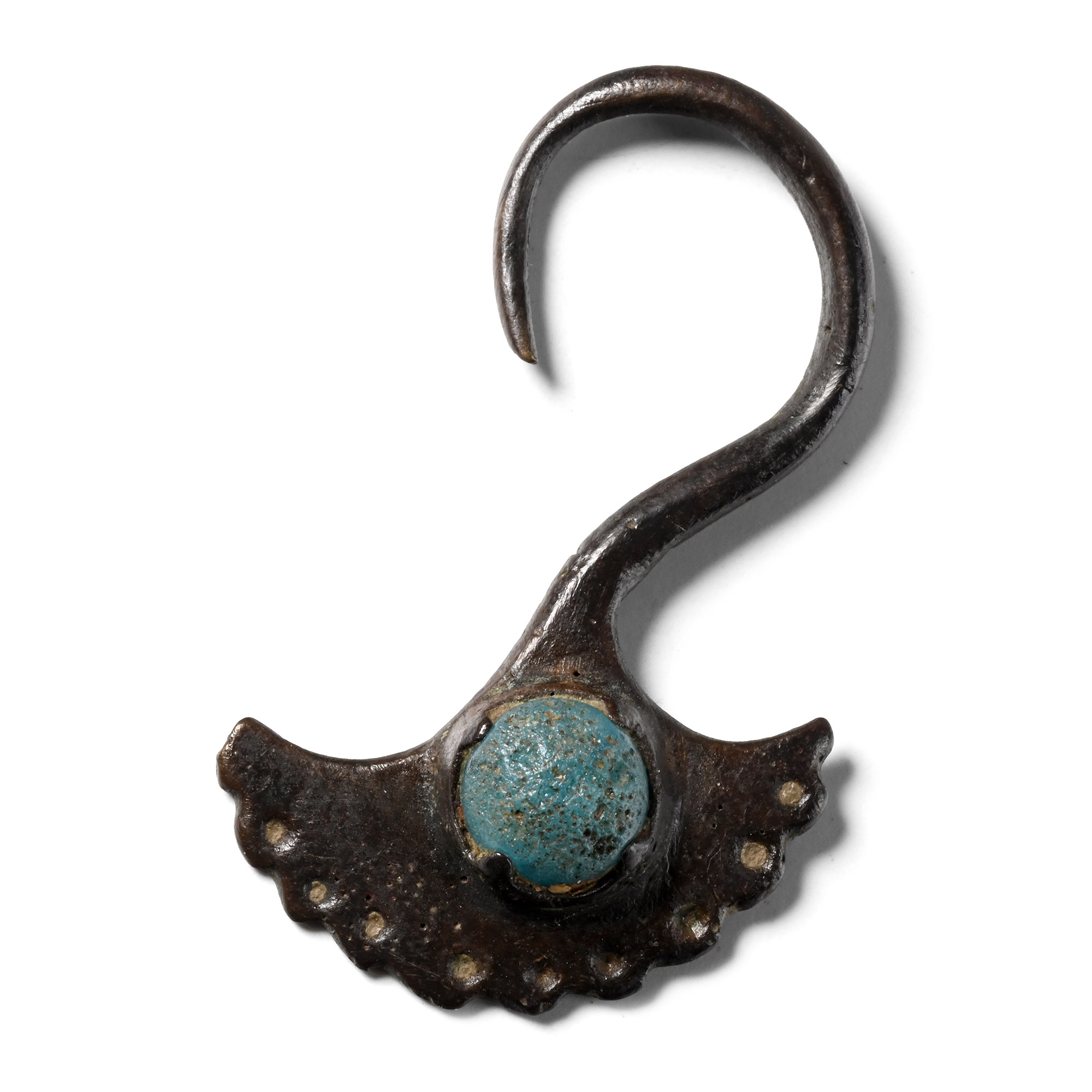 Byzantine Bronze Earring with Glass Gem