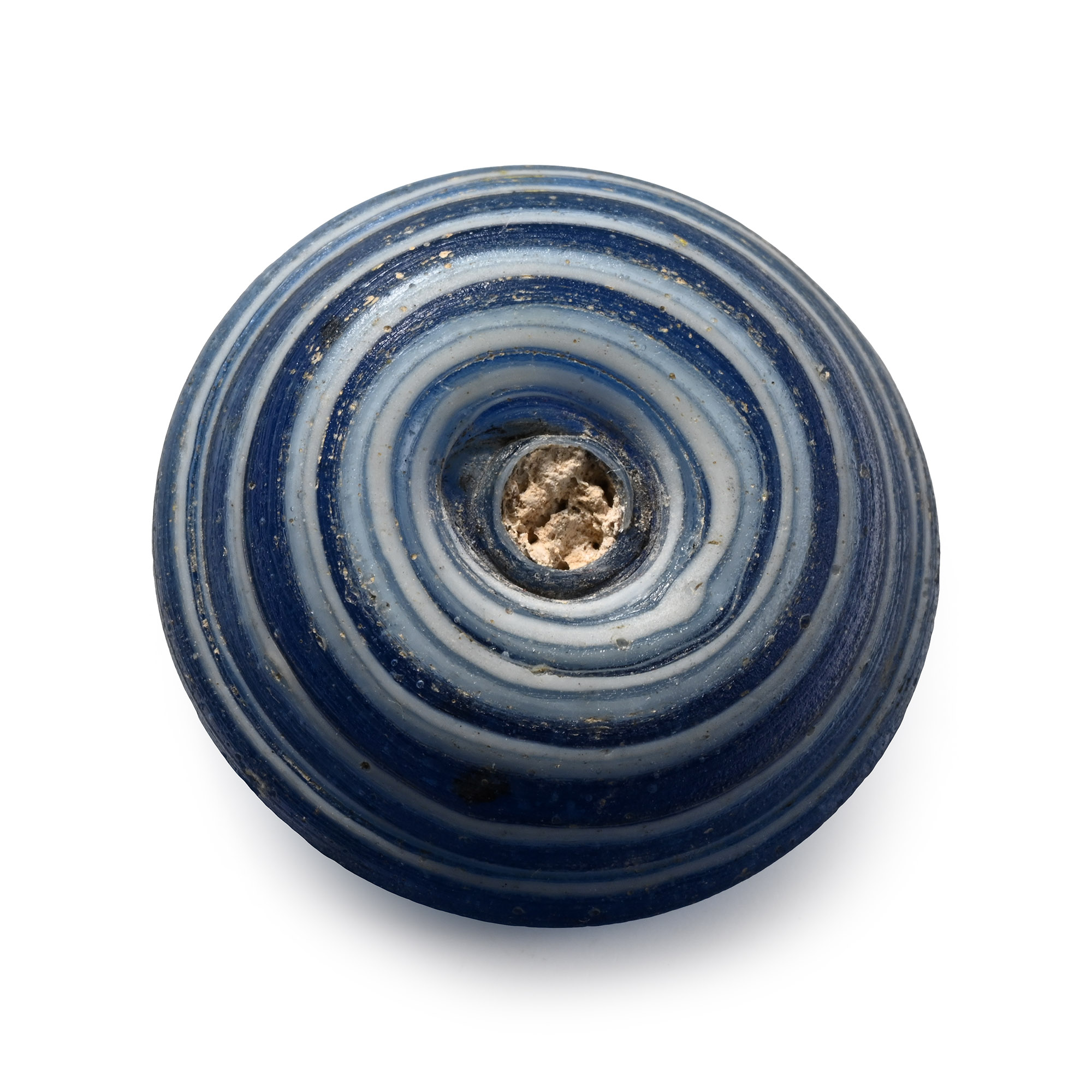 Roman Blue and White Glass Spindle Whorl